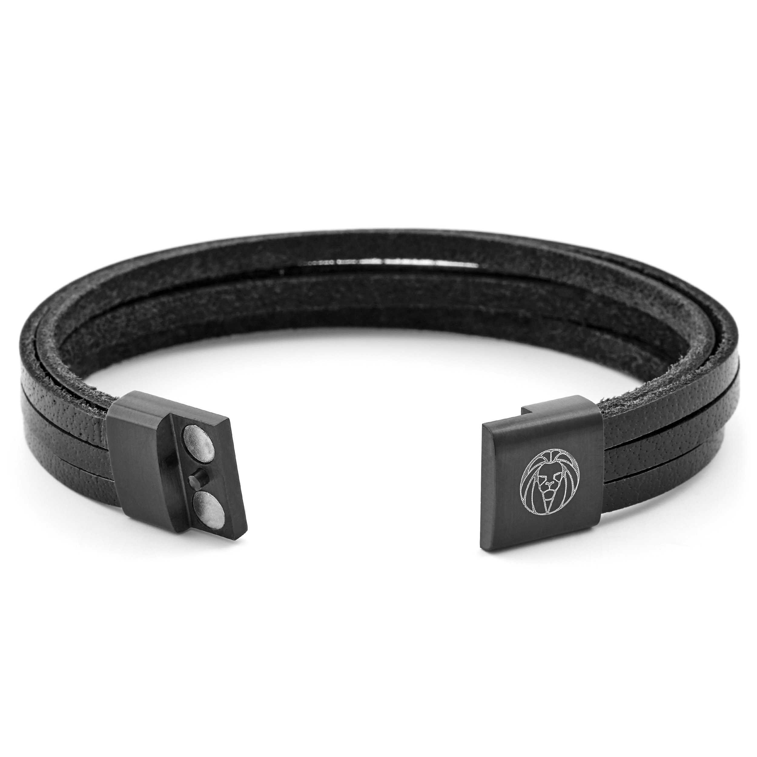 Pulsera de seis tiras negro sobre negro - 2