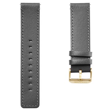 Grey Leather Watch Strap with Gold-Tone Buckle