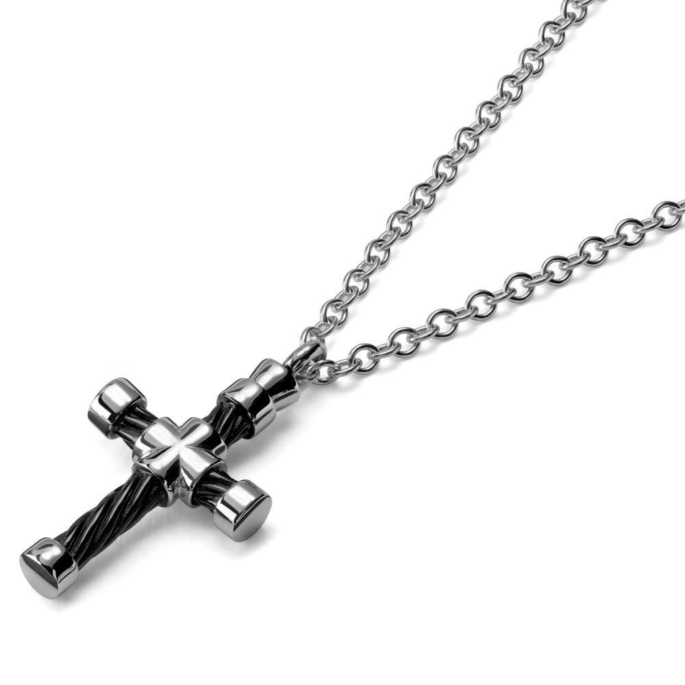 hover: Cable Cross Necklace hover: Cable Cross Necklace