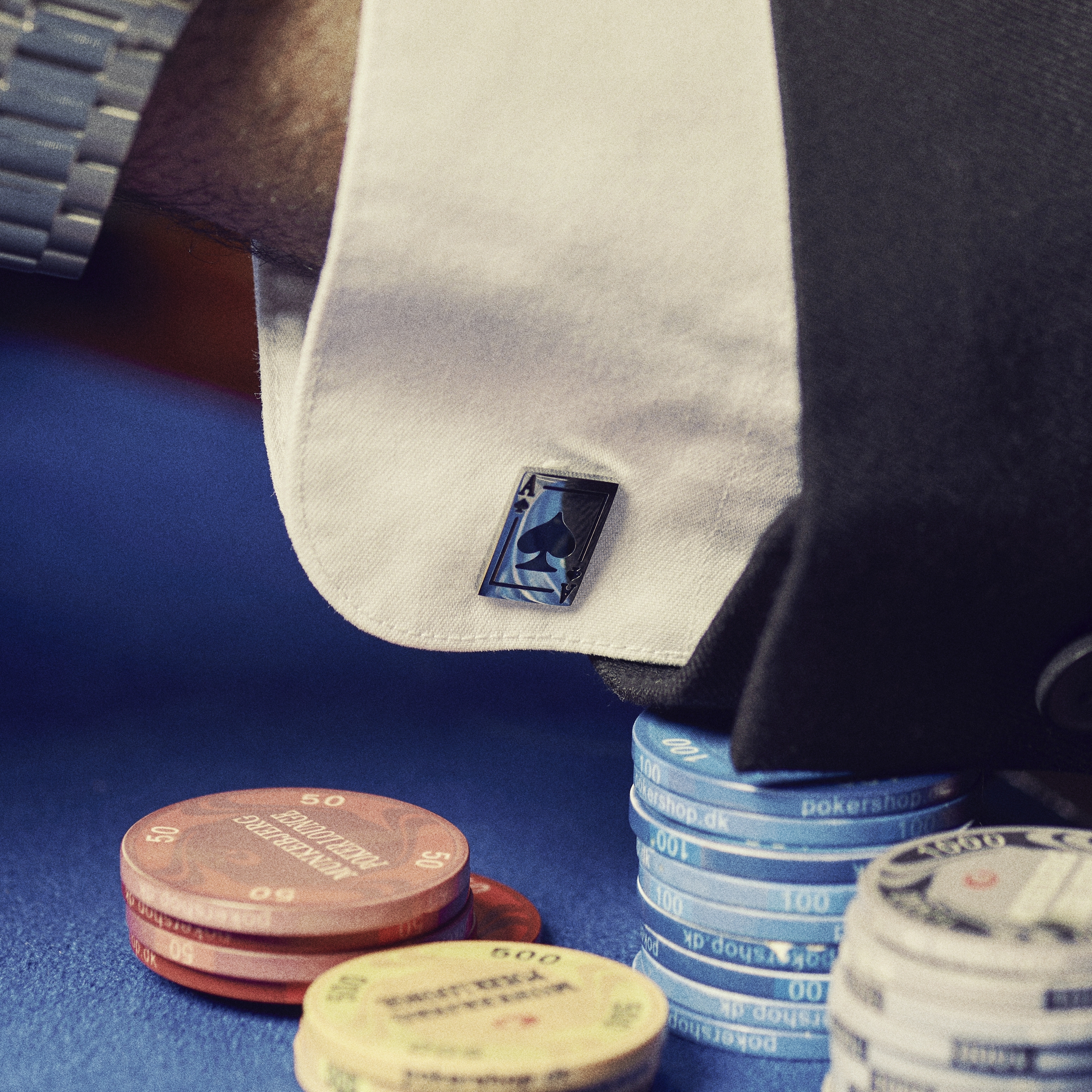 Ace | Silver-tone Clubs & Spade Whale Back Cufflinks - 2