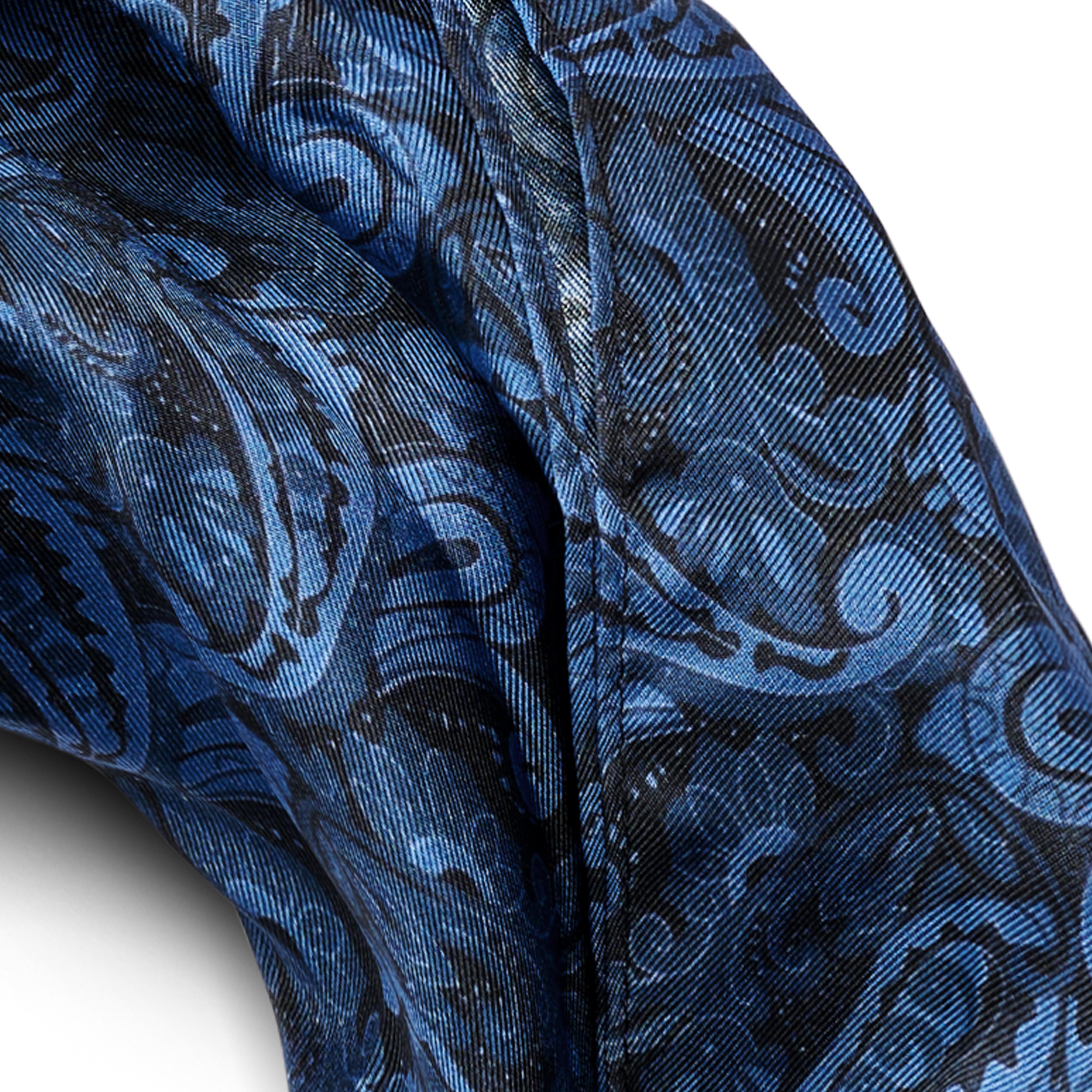 NAVY & LIGHT BLUE PAISLEY Pattern Silk Scarf - 2