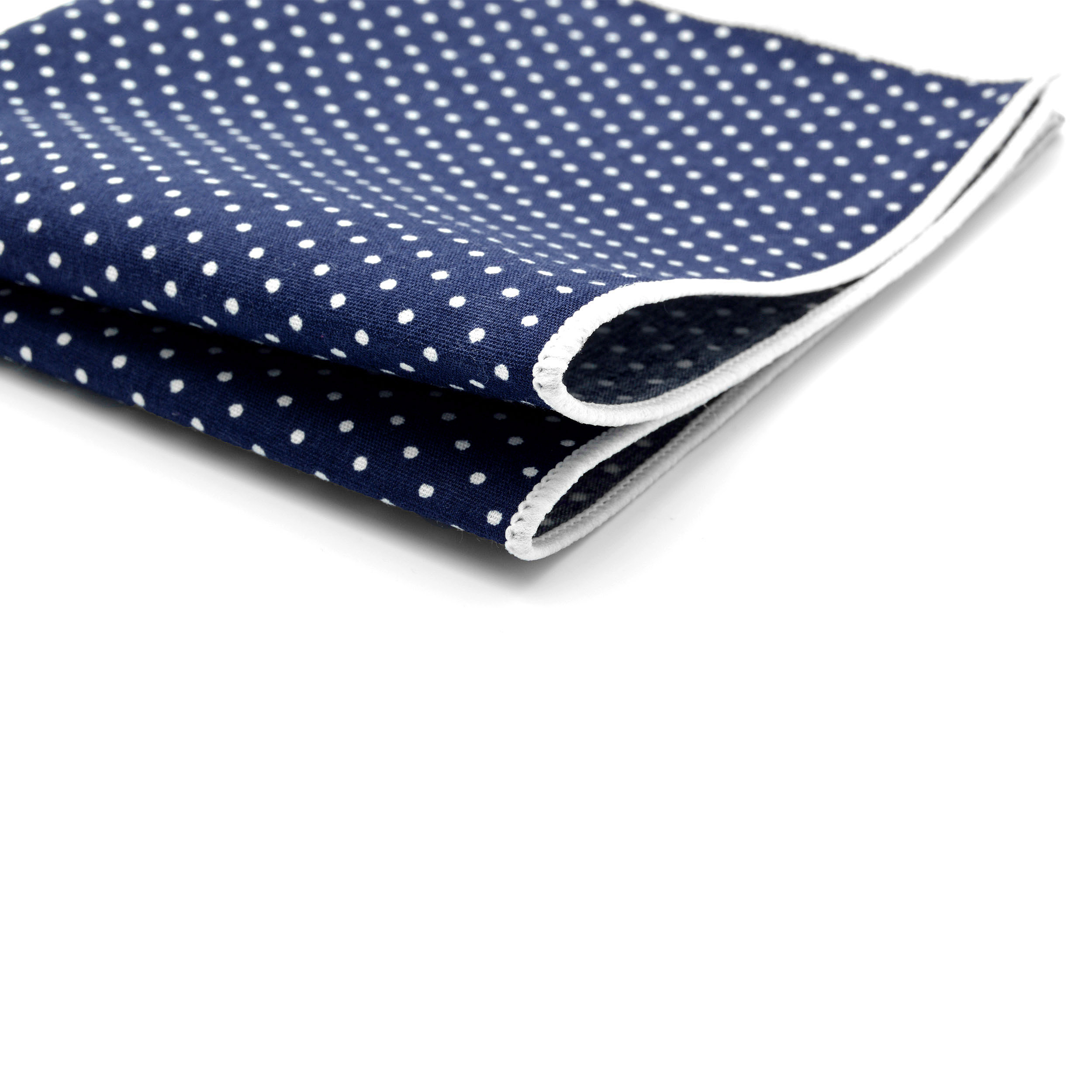 Navy Blue Dotted Cotton Pocket Square - 2