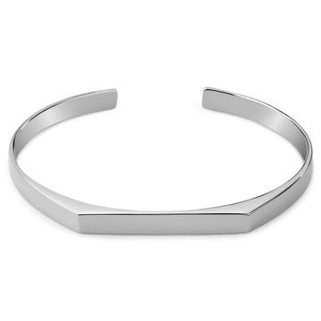 Bracelet manchette angulaire réglable en acier inoxydable argenté poli de 5 mm Bracelet manchette angulaire réglable en acier inoxydable argenté poli de 5 mm