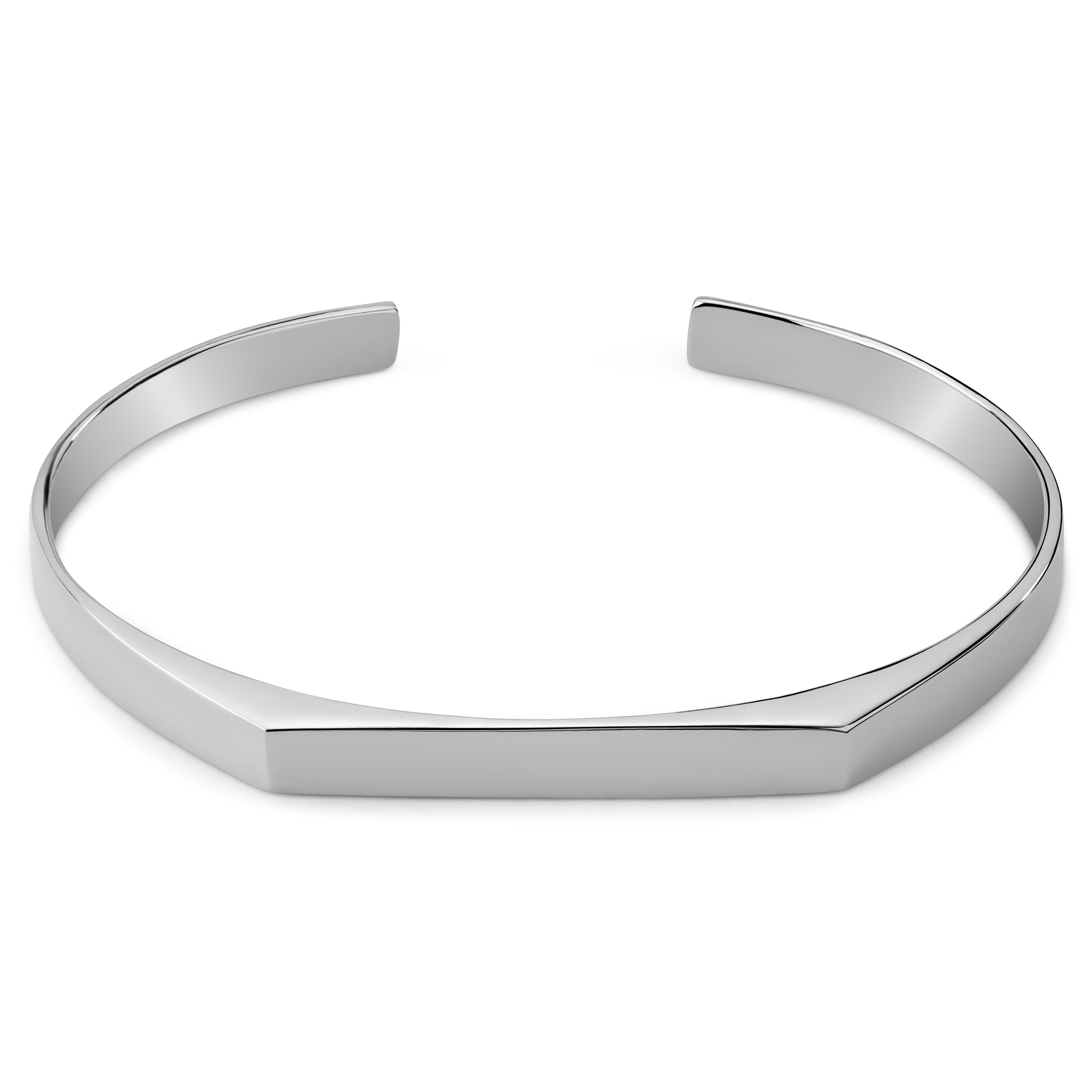5 mm Polished Silver-Tone Adjustable Stainless Steel Angular Cuff Bracelet 5 mm Polished Silver-Tone Adjustable Stainless Steel Angular Cuff Bracelet