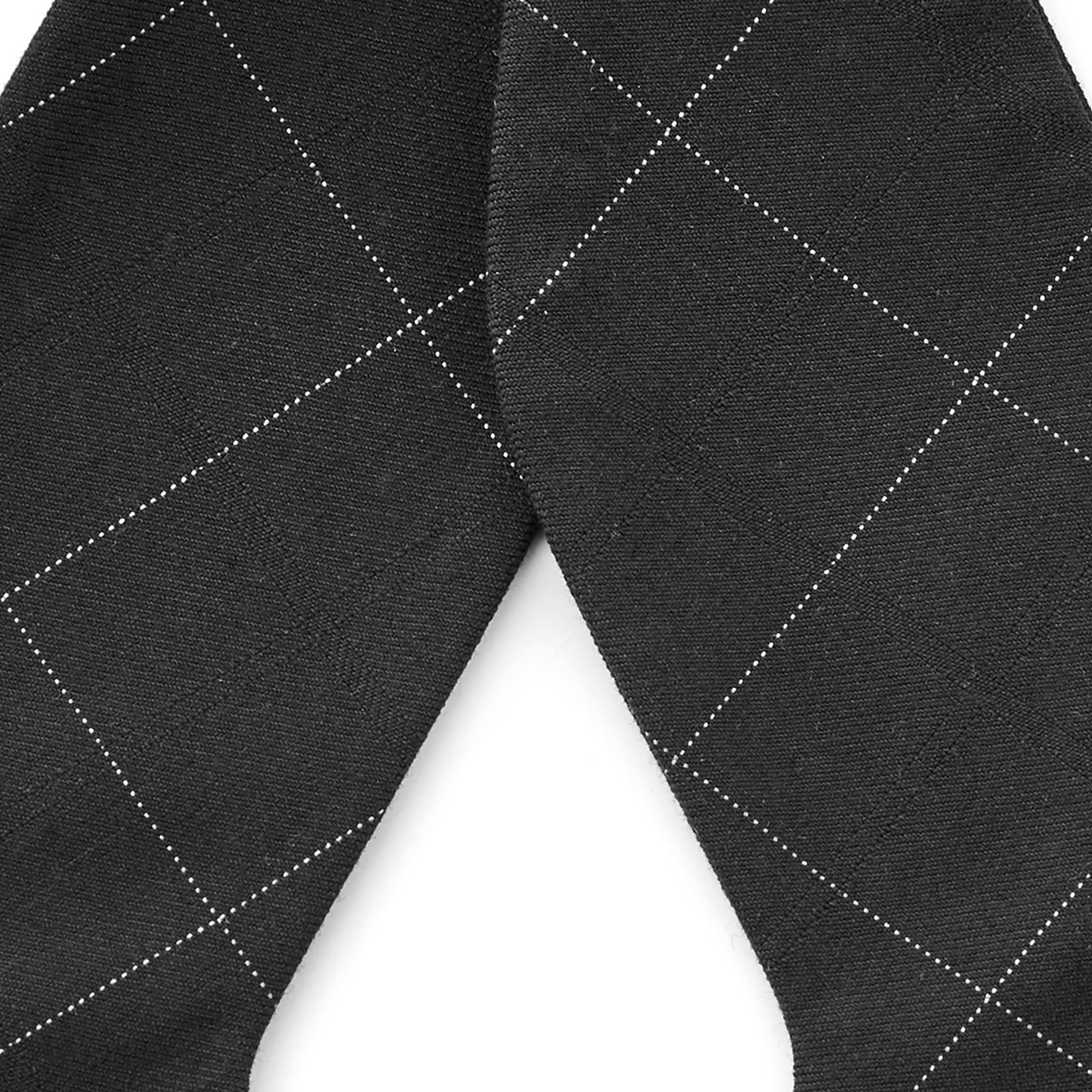 Black & White Chequered Cotton Self-Tie Bow Tie - 2