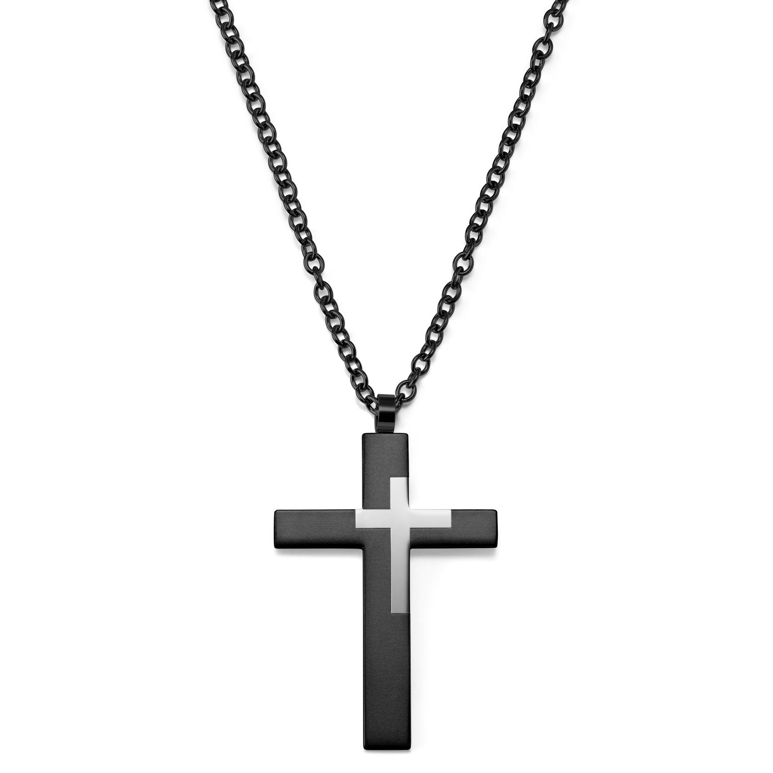 Kreuzkette Gunmetal & Stahl Großes Kreuz Kreuzkette Gunmetal & Stahl Großes Kreuz