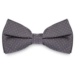 Grey Polka Dot Silk Pre-Tied Bow Tie