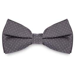 Dark Grey & White Polka Dot Silk Pre-Tied Bow Tie