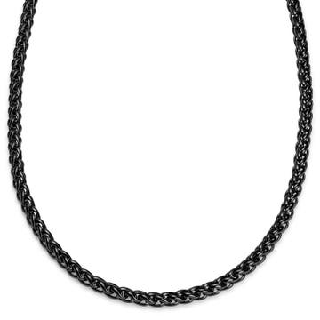 Essentials | 8 mm náhrdelník z retiazky v tvare pšeničných klasov v sivočiernej farbe