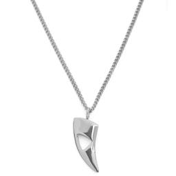Iconic | Silver-Tone Stainless Steel Wolf Tooth Curb Chain Necklace
