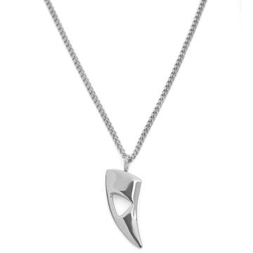 Ocelový náhrdelník Zub s výřezem ve stříbrném tónu