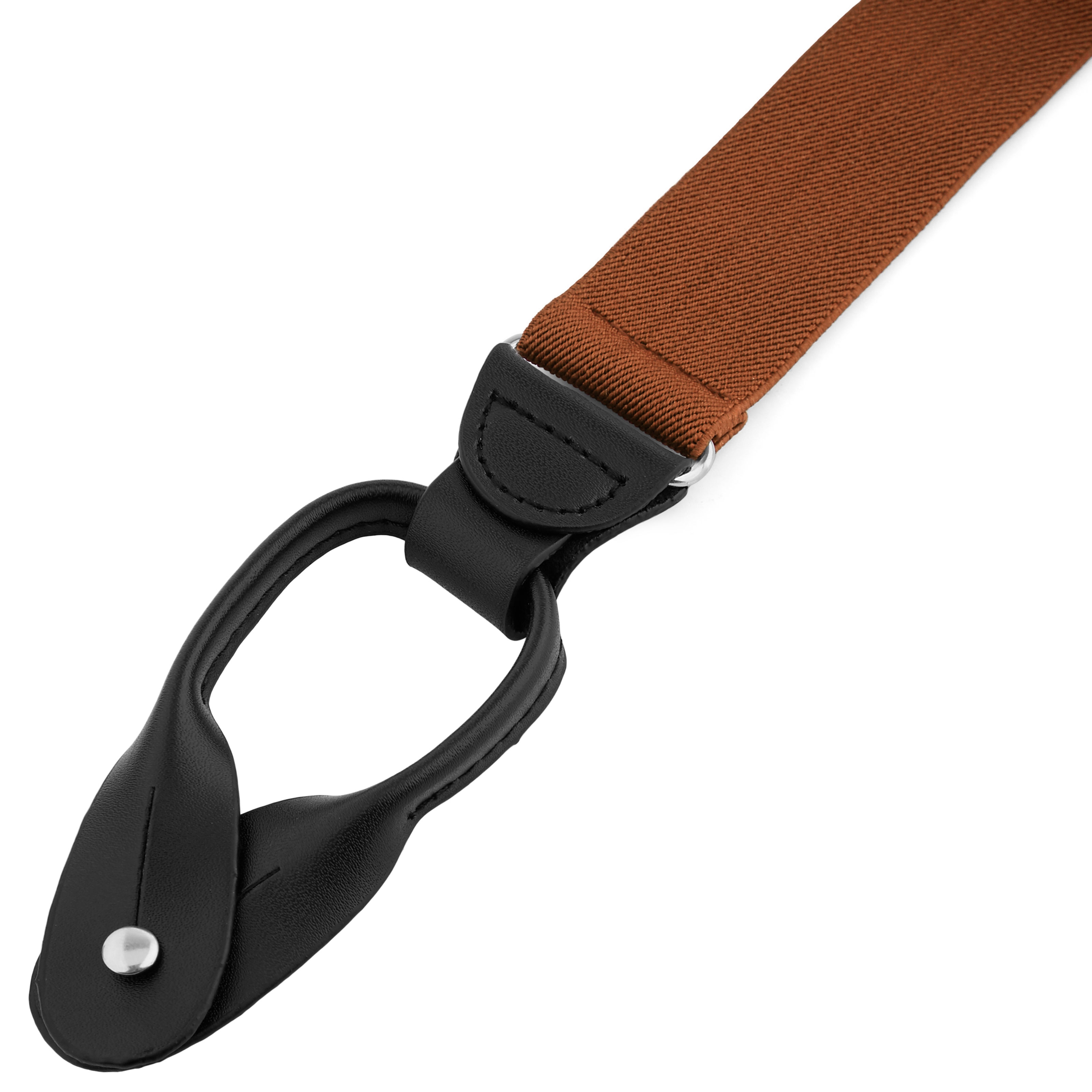 Széles és barna, gombra akasztos Y nadrágtartó - 2