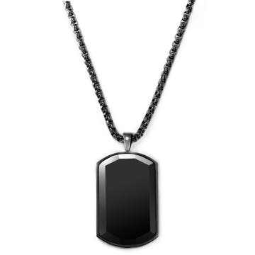Orisun | Halskette mit Erkennungsmarke aus schwarzem Onyx