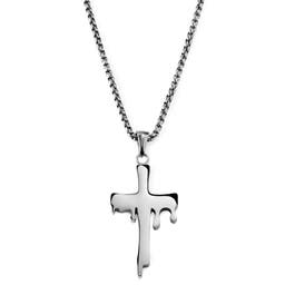 Fahrenheit | Silver-Tone Stainless Steel Melting Cross Box Chain Necklace