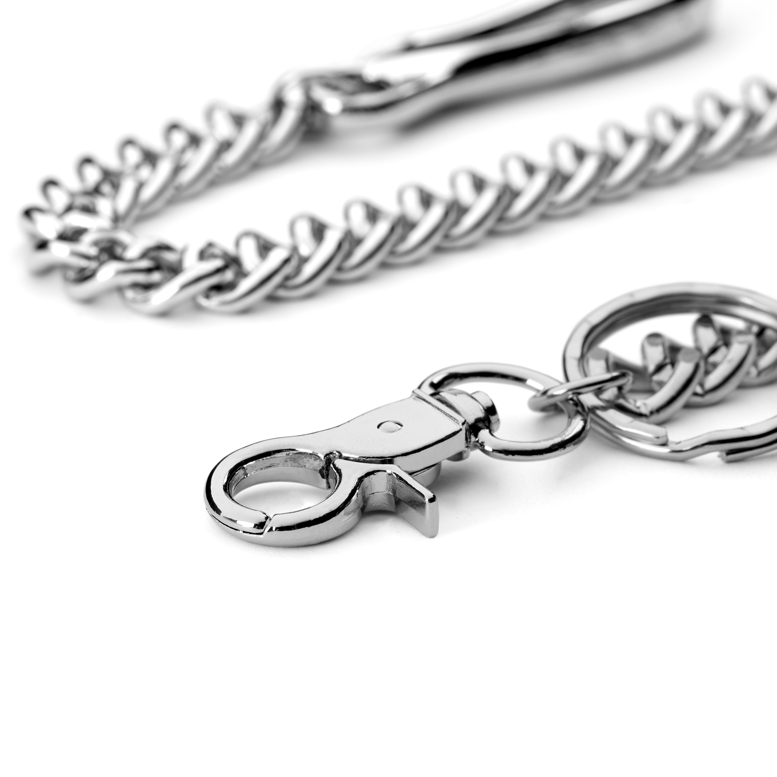 Short Silver-Tone Wallet Chain with Hook - 4