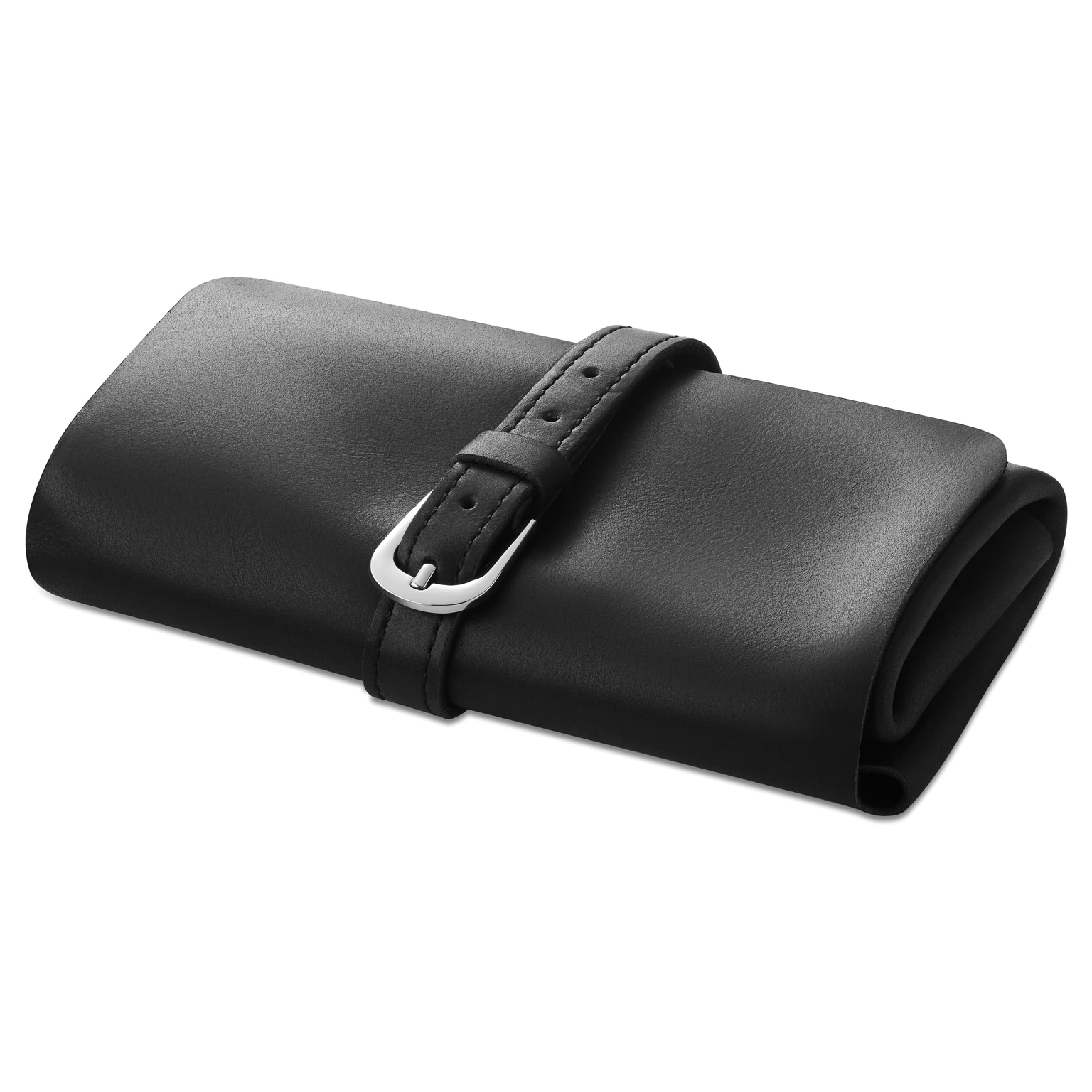 Black Top-grain Leather Travel Watch Roll Black Top-grain Leather Travel Watch Roll