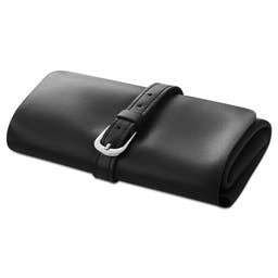 Black Top-grain Leather Travel Watch Roll