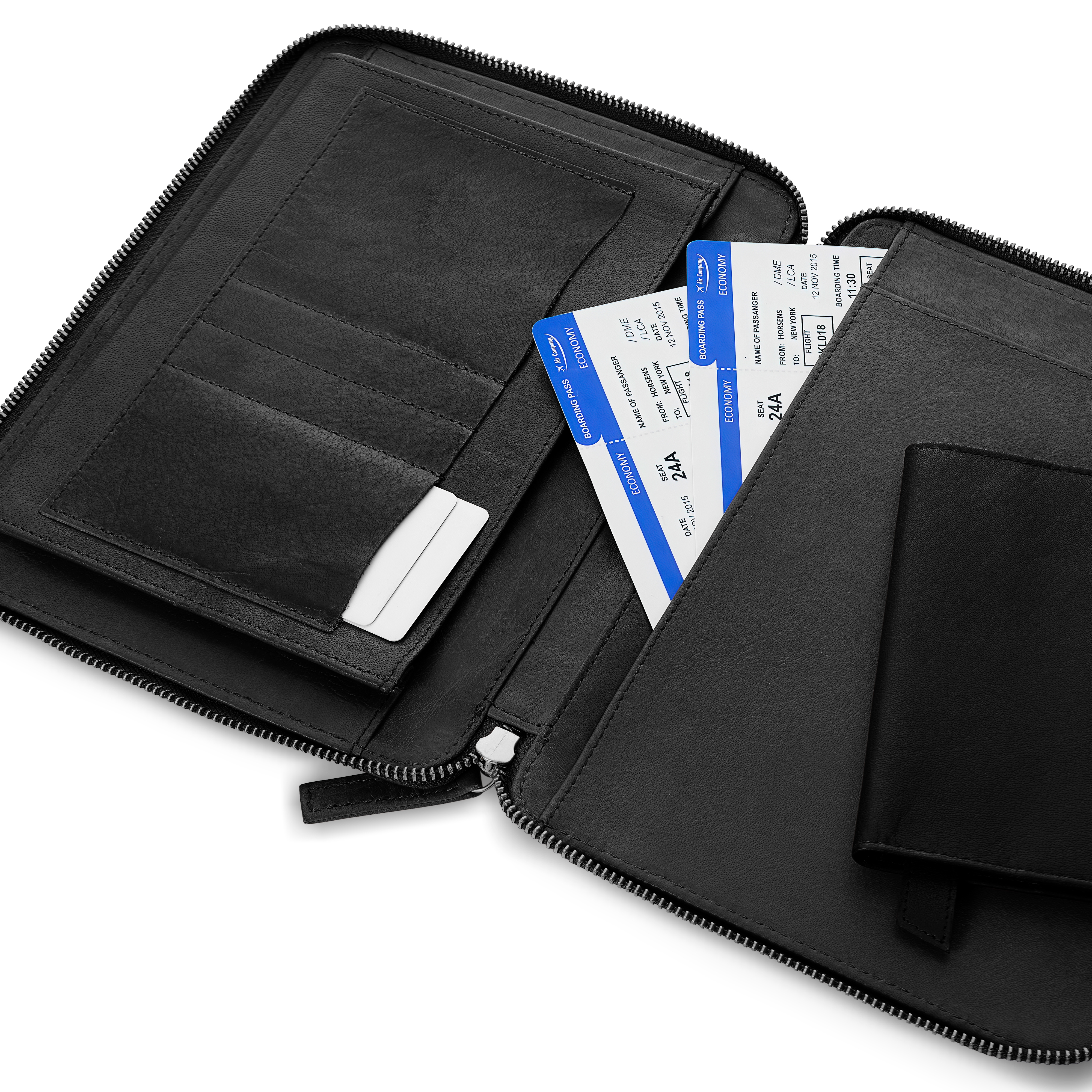 Black Zippered Refillable Buffalo Leather Notebook & Journal Cover - 9
