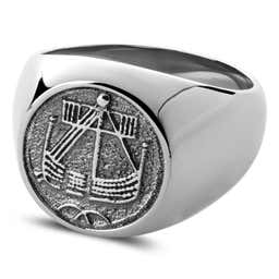 Makt | Silver-Tone & Metallic gray Stainless Steel Viking Ship Signet Ring