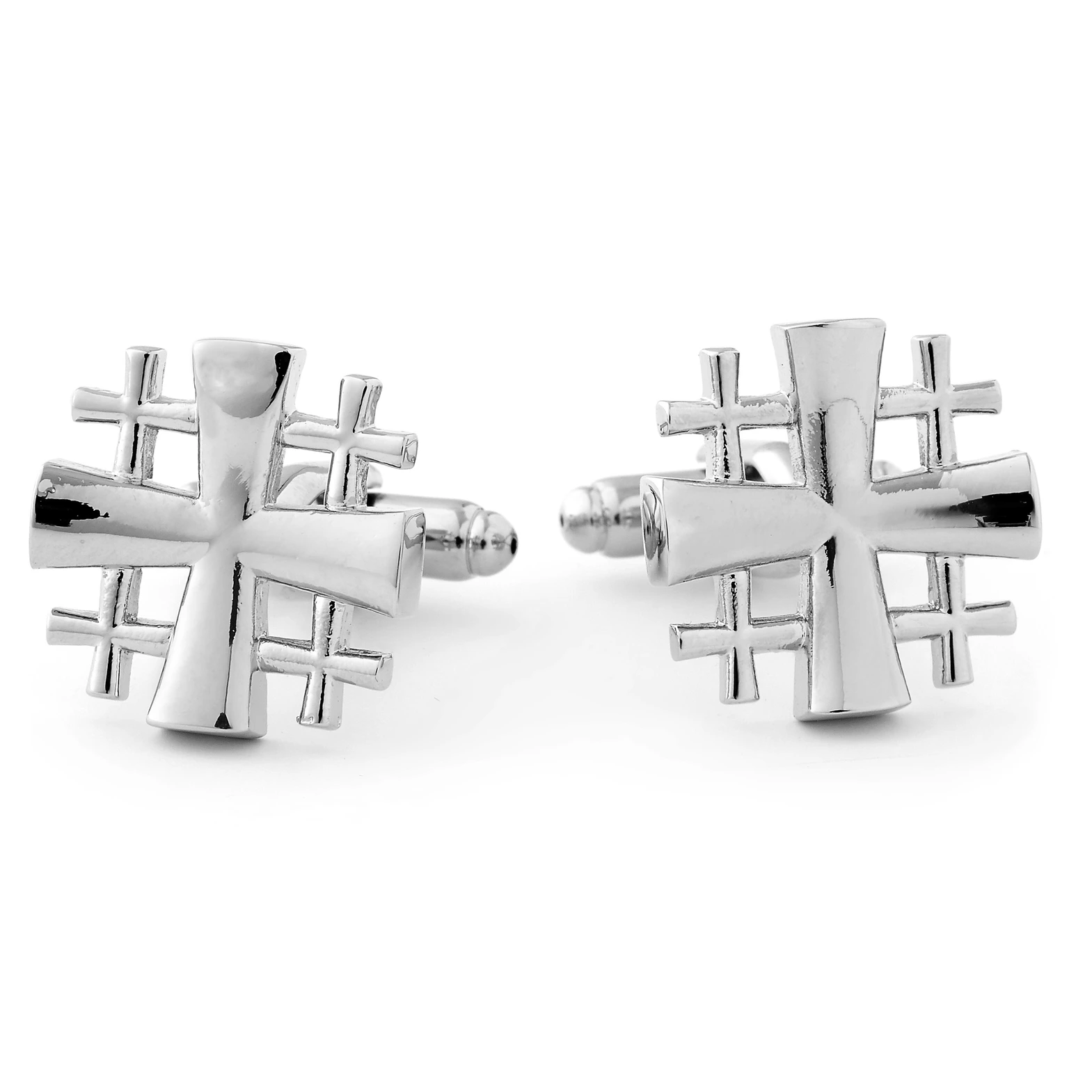 Silver-Tone Five-Fold Cross Cufflinks Silver-Tone Five-Fold Cross Cufflinks