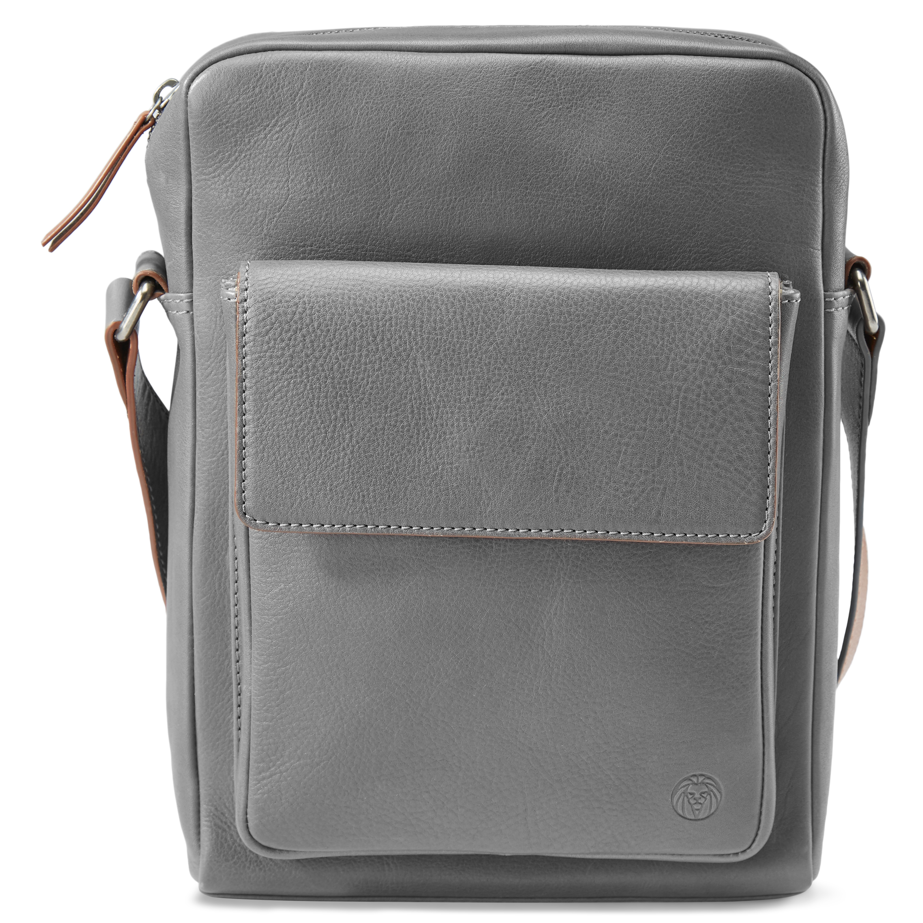 Szaro-kasztanowa skórzana torba na ramię Laurie - 2