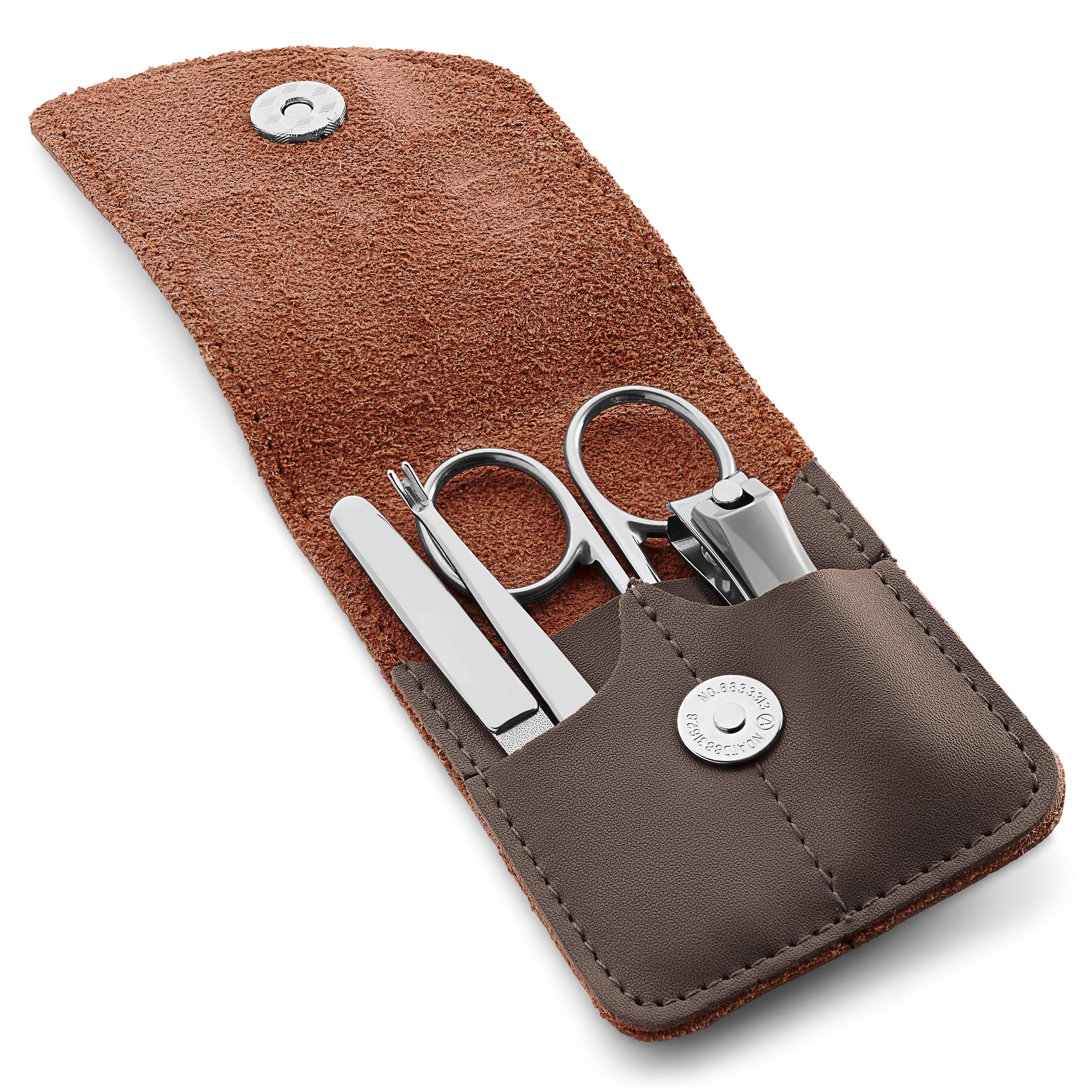 Σκούρο Καφέ Σετ Μανικιούρ Από Δέρμα & Ανοξείδωτο Ατσάλι - 2