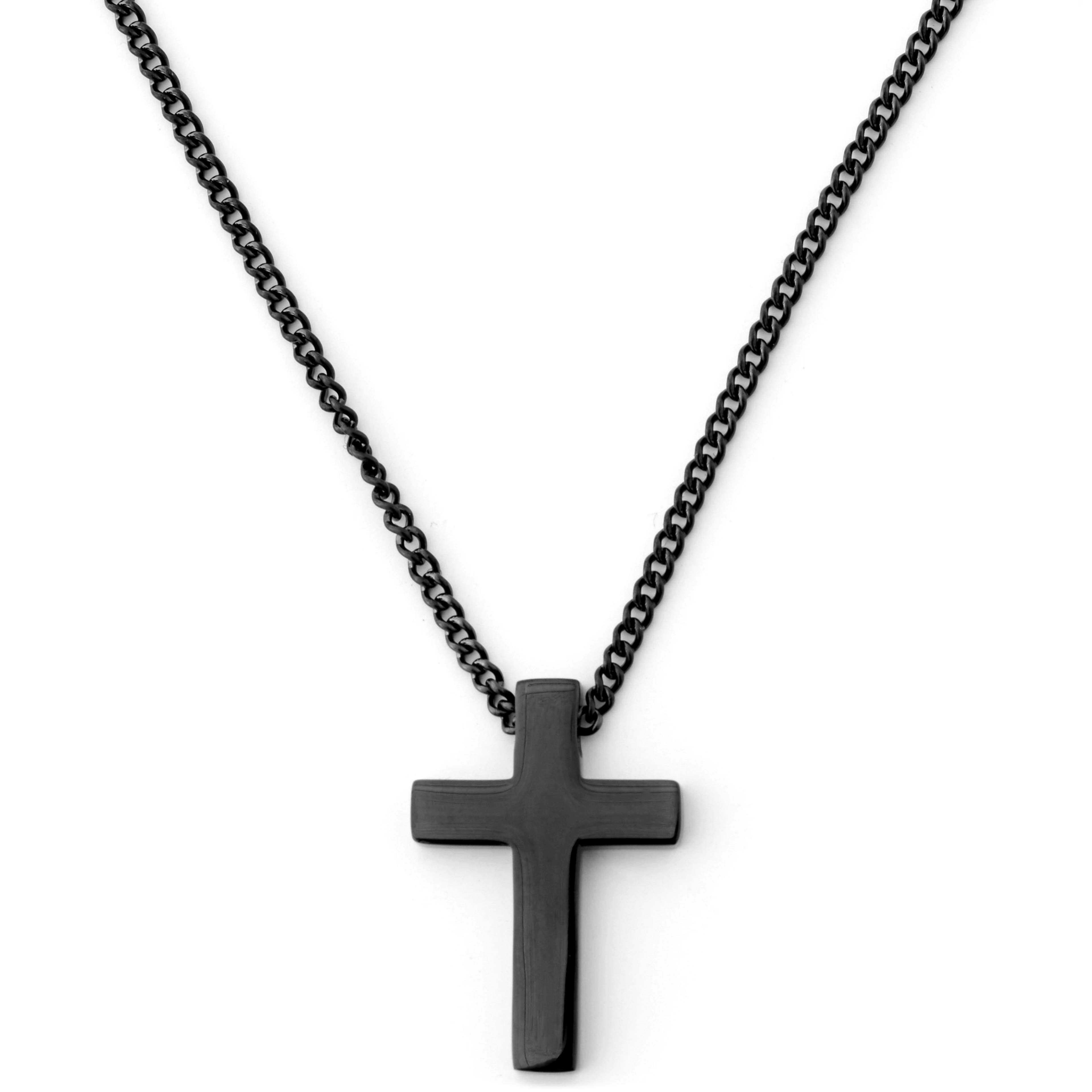 Μαύρο Ατσάλινο Κολιέ με Κρεμαστό Σταυρό The Son Cross Iconic