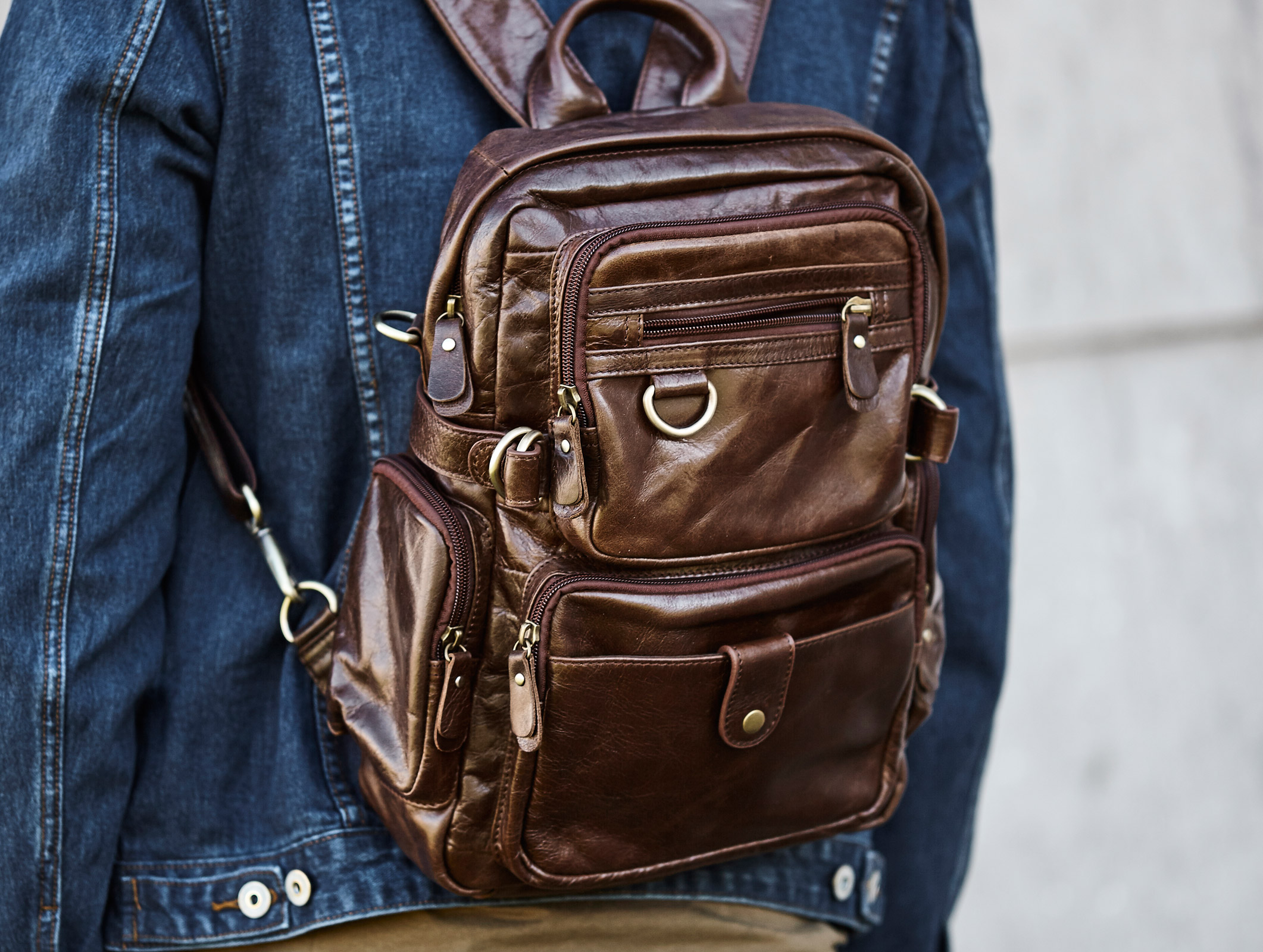 Vintage Læder Rygsæk - 6