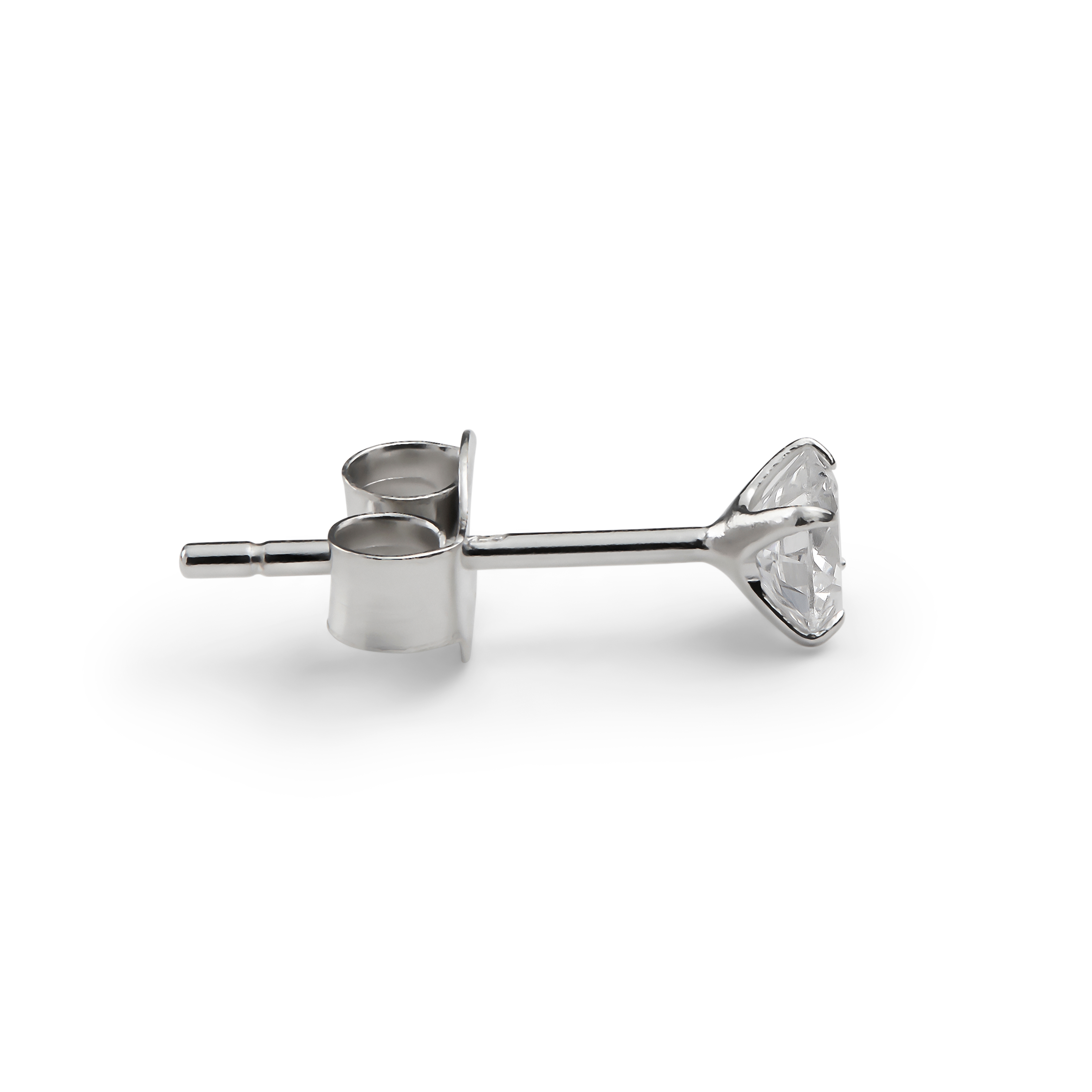 Eterna | Pendiente de botón redondo en plata de ley 925 con diamante cultivado en laboratorio - 4 mm 0,25 ct - 2