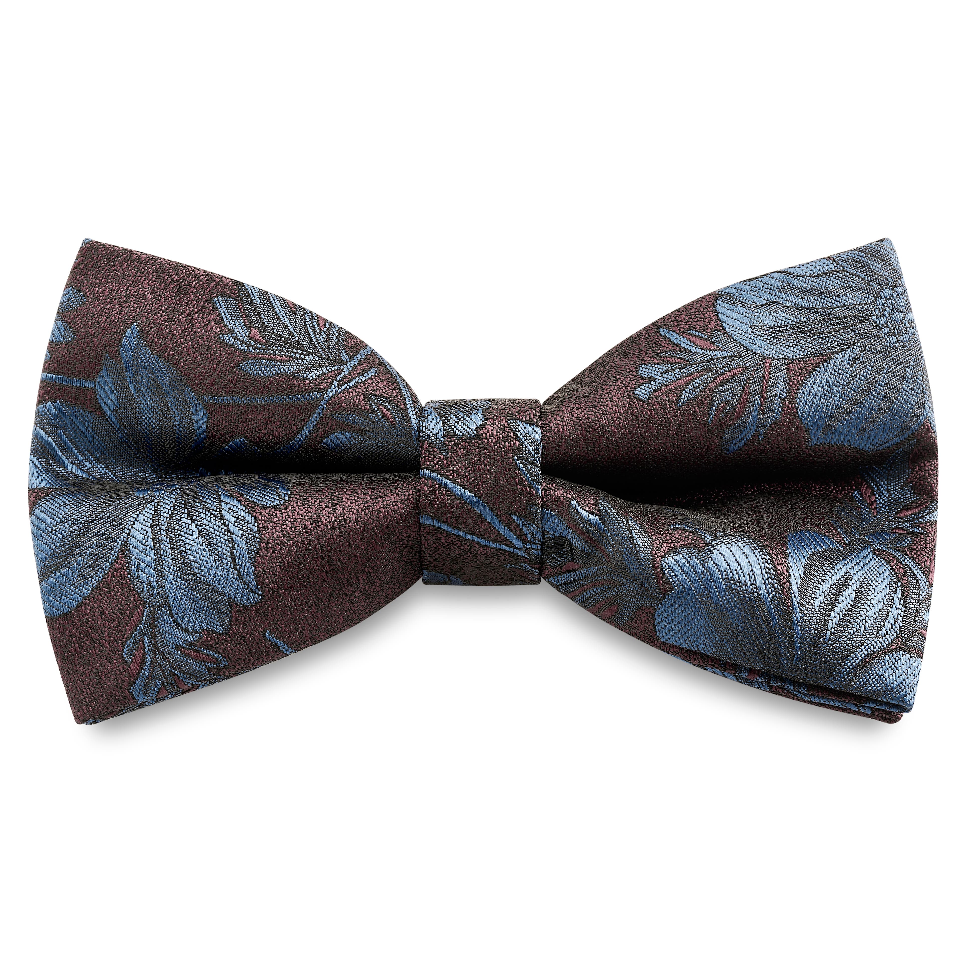 Dianthus | Burnt Red and Blue Flower Pre-Tied Bow Tie