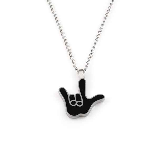 Sort Håndtegn Stålhalskæde - 1