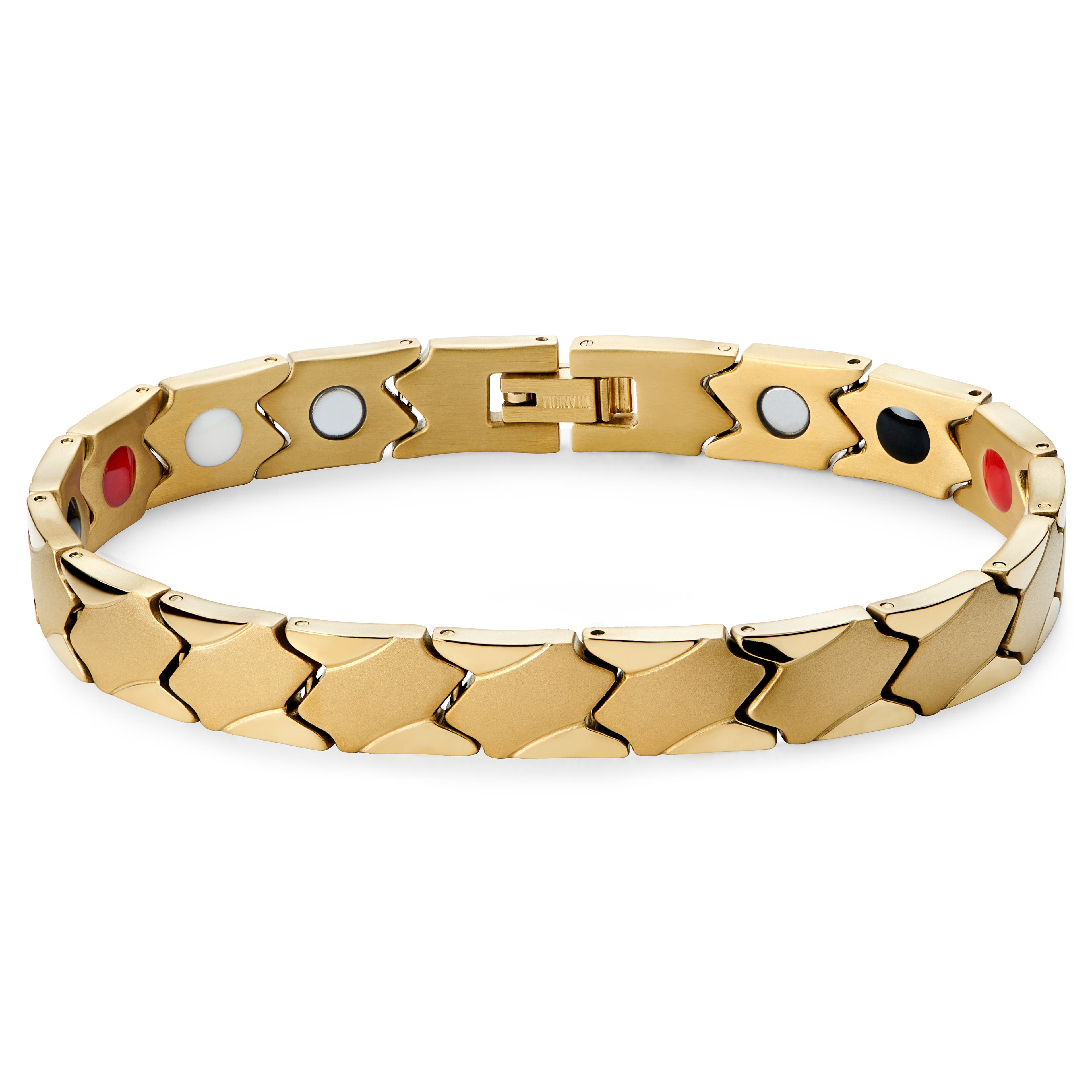 Gold-tone Asymmetric Titanium Magnetic Bracelet