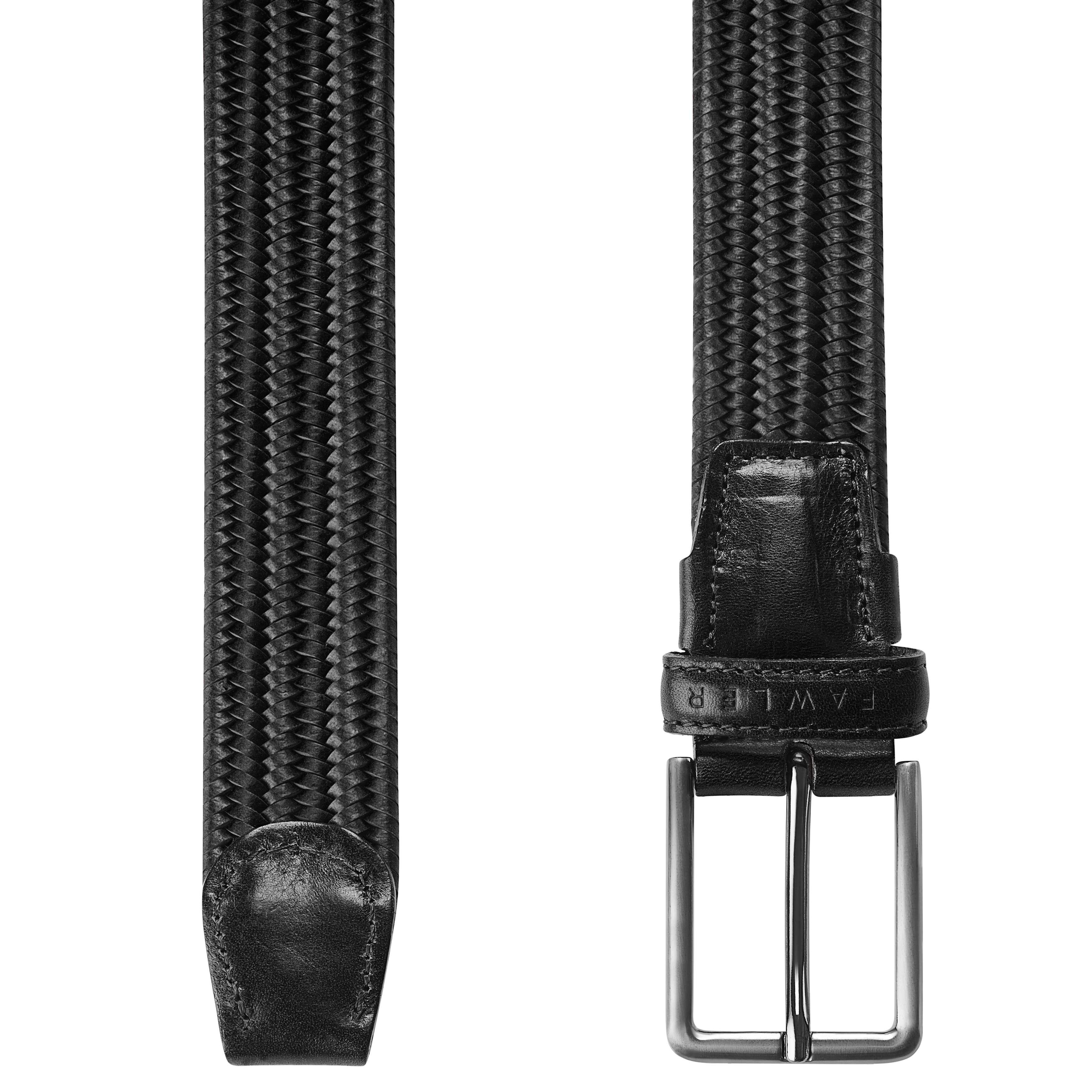 Black Braided Italian Full-grain Leather Belt, In stock!