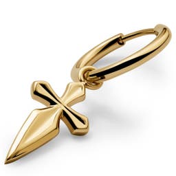 Boucle d'oreille Vasilios dorée avec pendentif en croix de Saint-Jacques