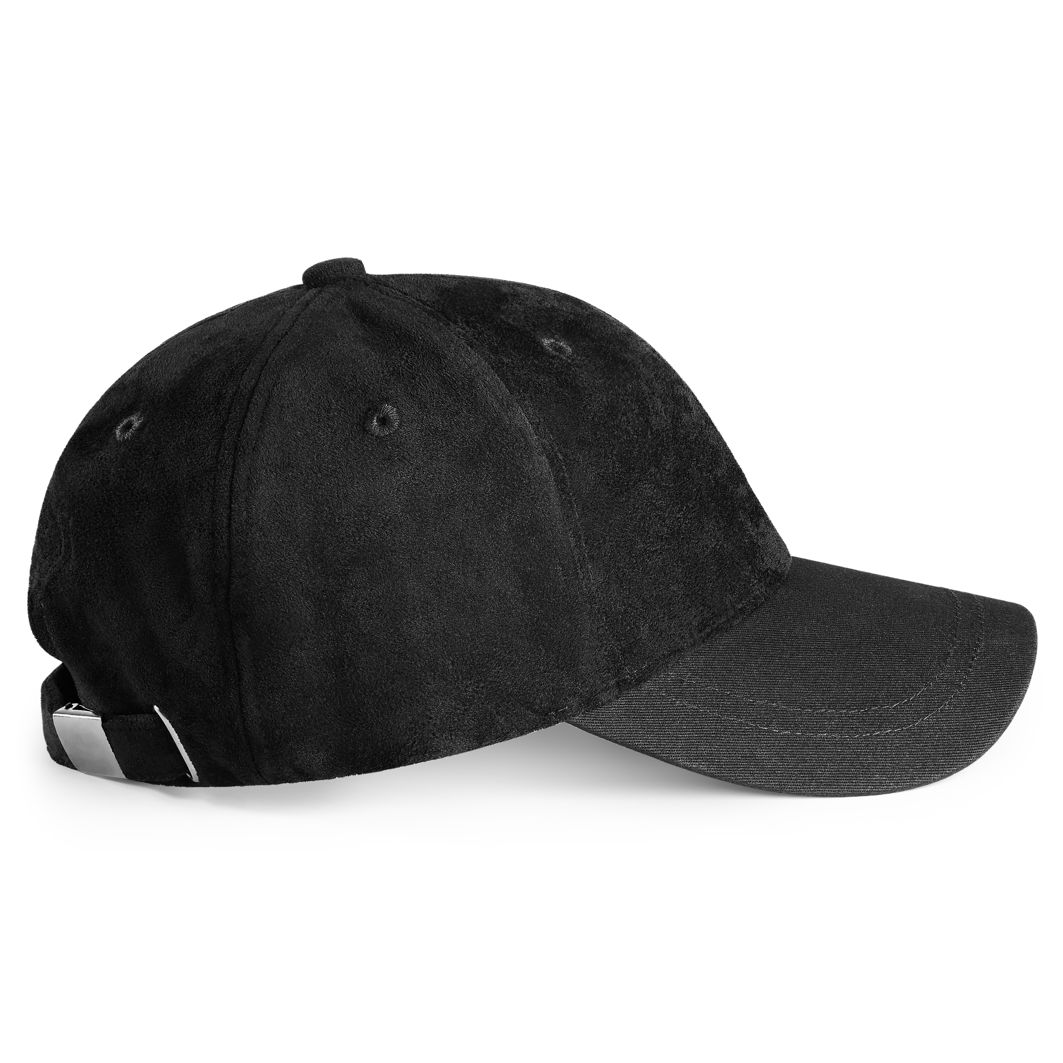 Lacuna | Black Faux Suede-Brimmed Cotton Baseball Cap | In