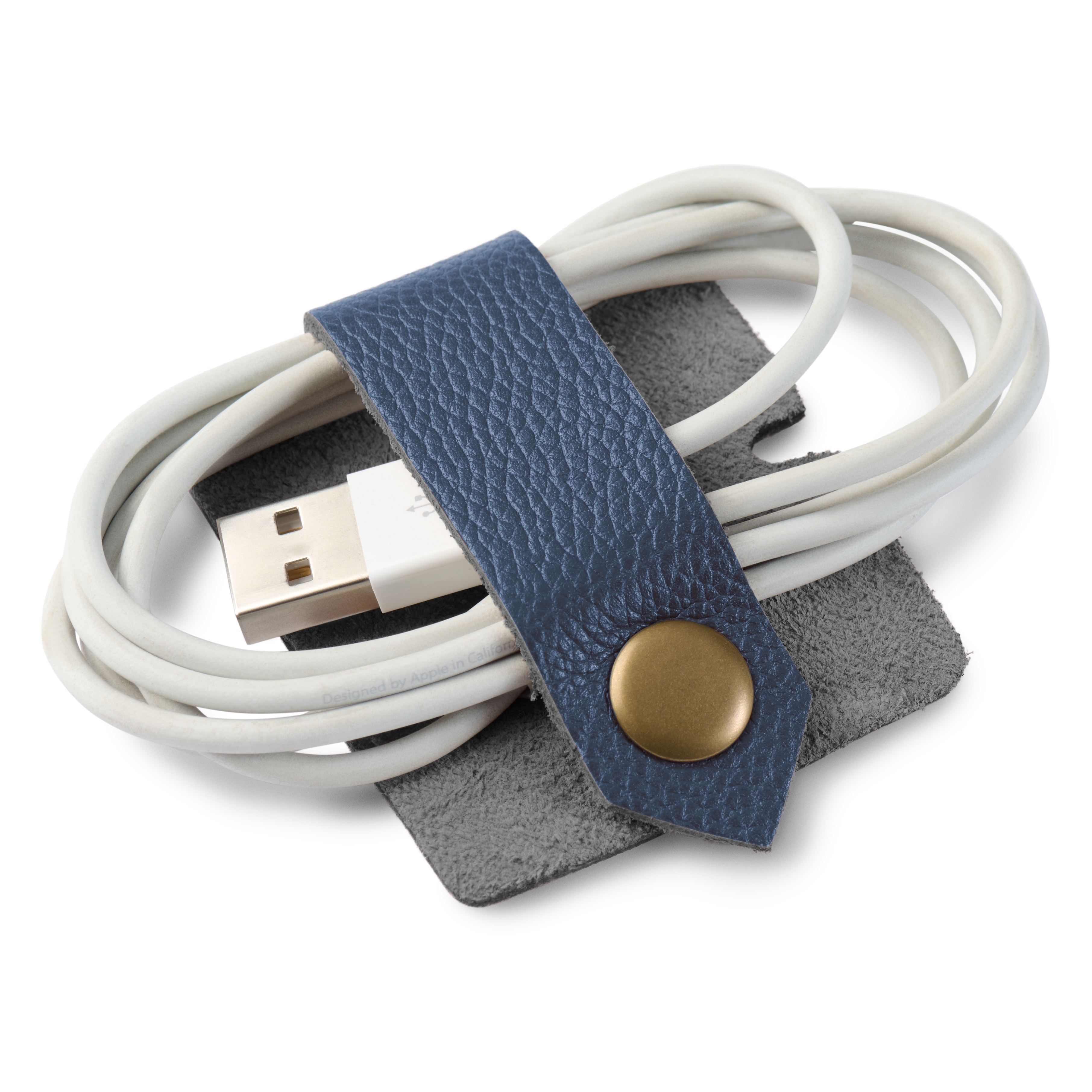 Μπλε Navy Δερμάτινος Οργανωτής Καλωδίων Large - 2