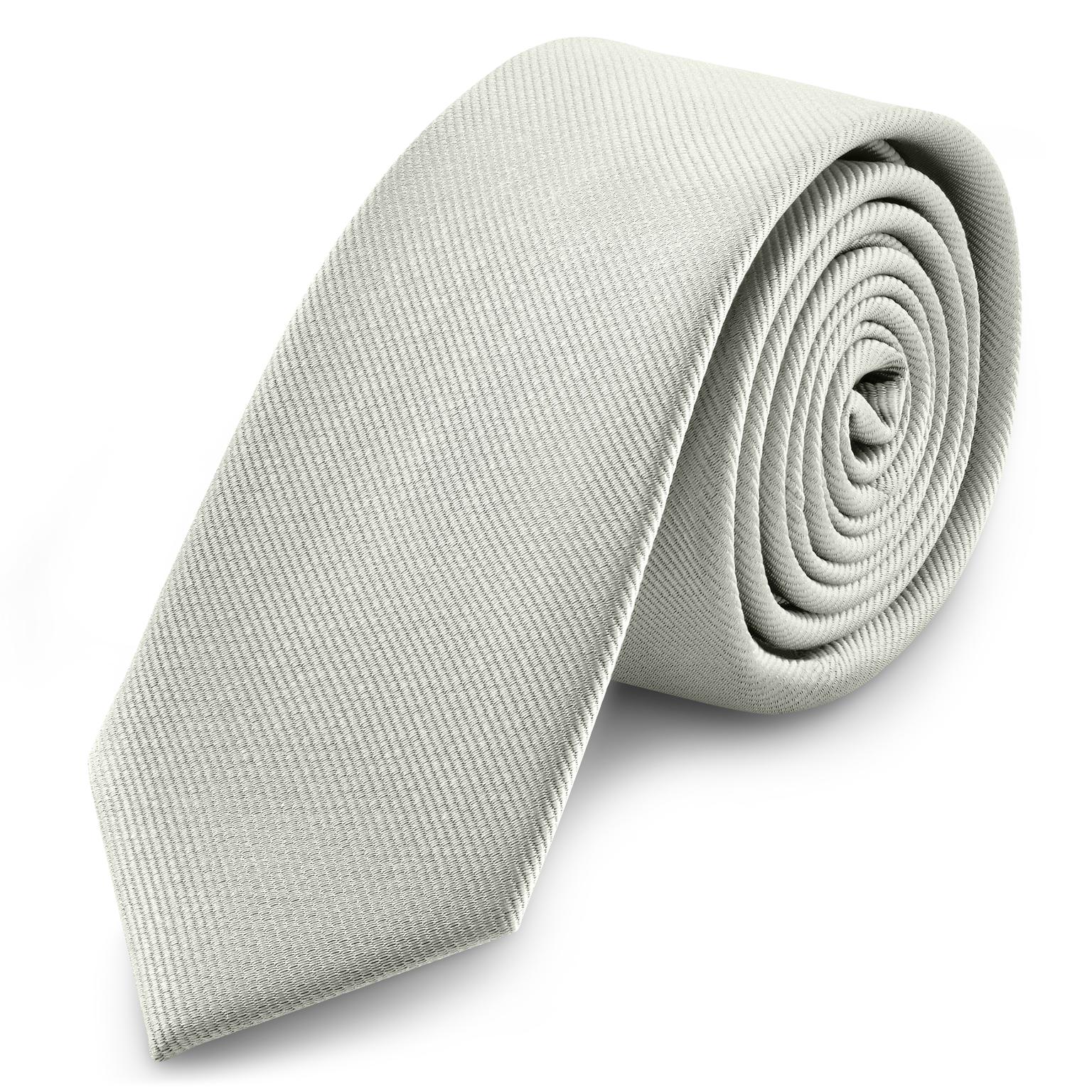 Cravate étroite en tissu gros-grain gris clair 6 cm Cravate étroite en tissu gros-grain gris clair 6 cm