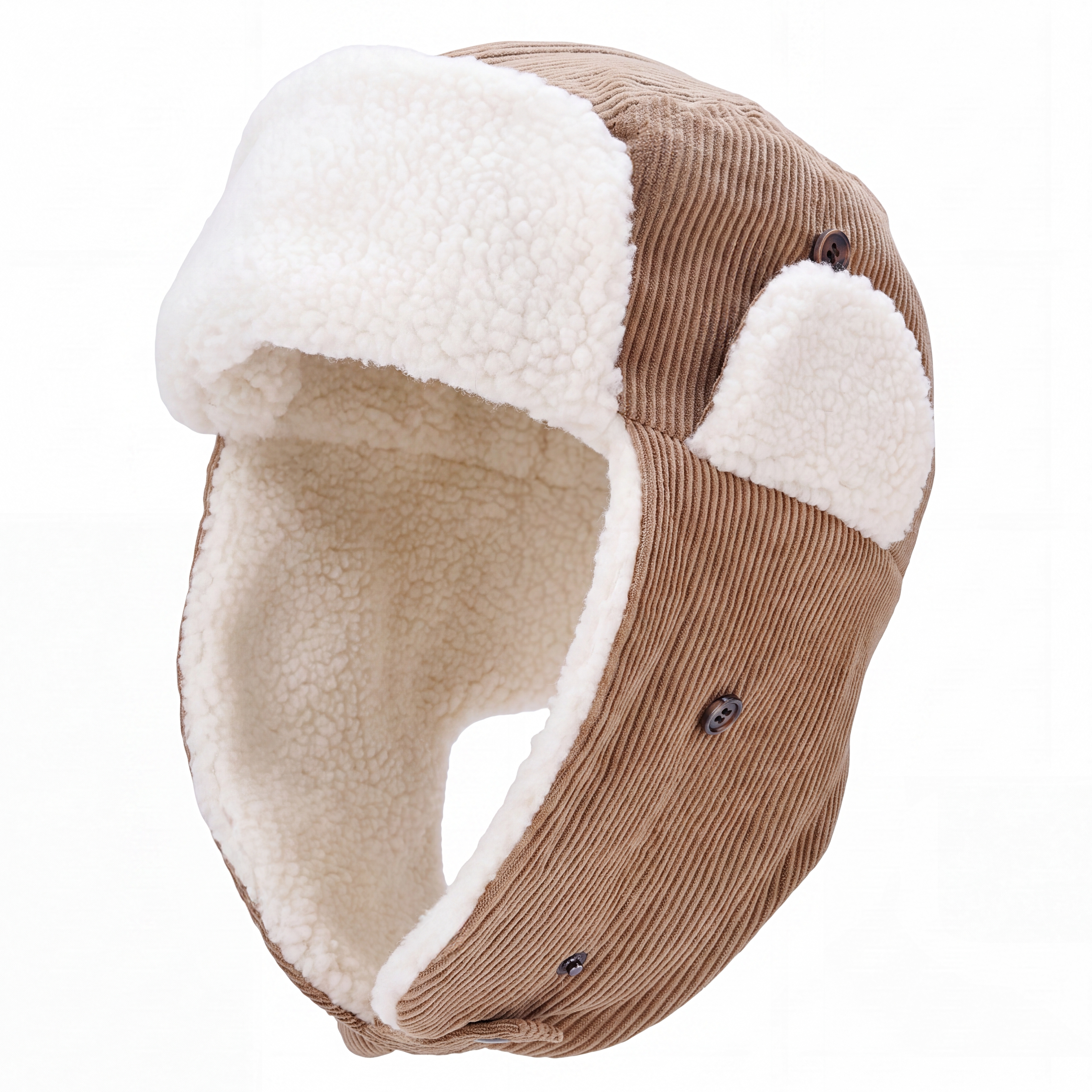 Dawson | Lys Taupe Fløjl Sherpa-foret Trapper Hue