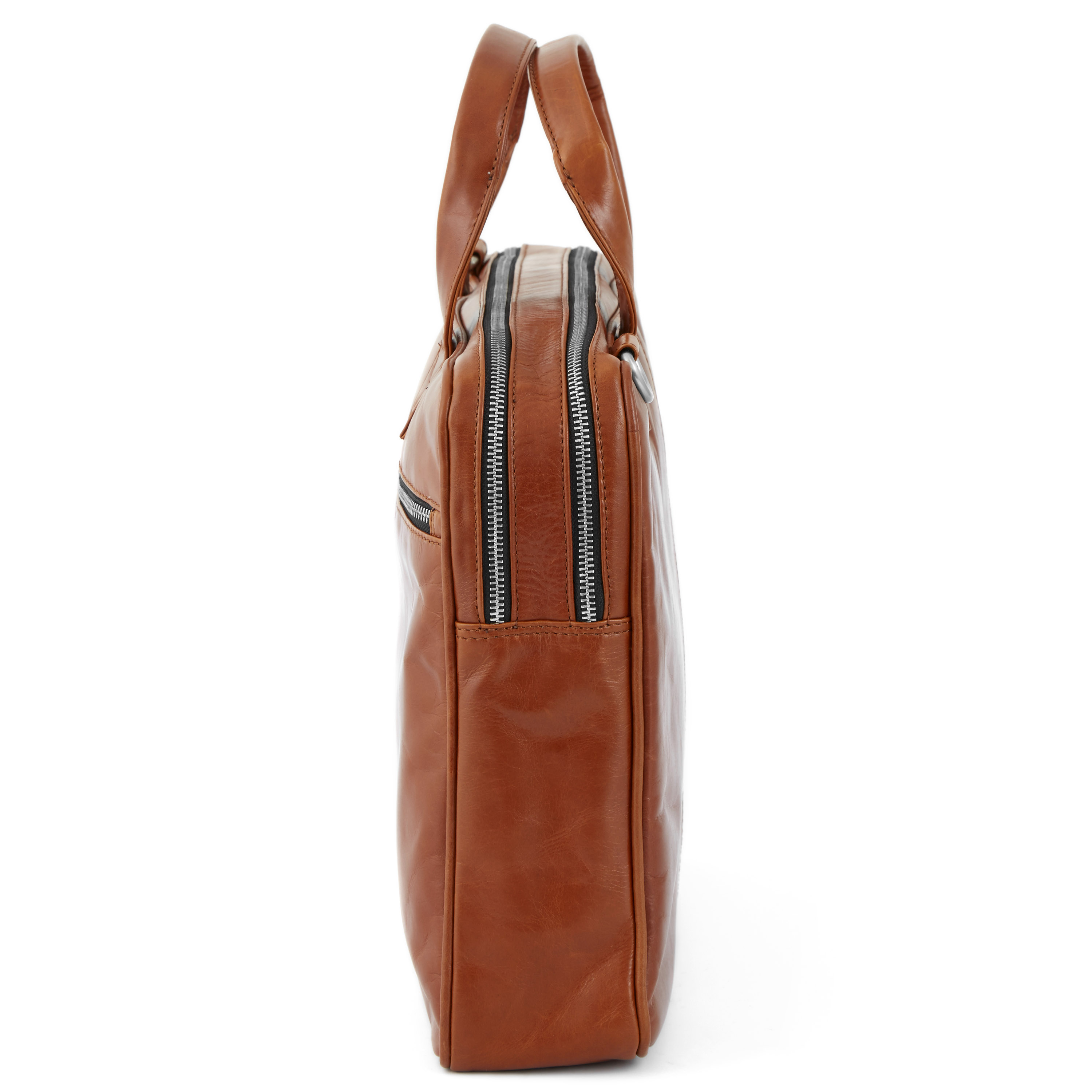 Tankleurige Jasper Computertas met Dubbele Rits - 5