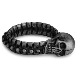 Aspero | Grey Stainless Steel Skull and Spine Ring