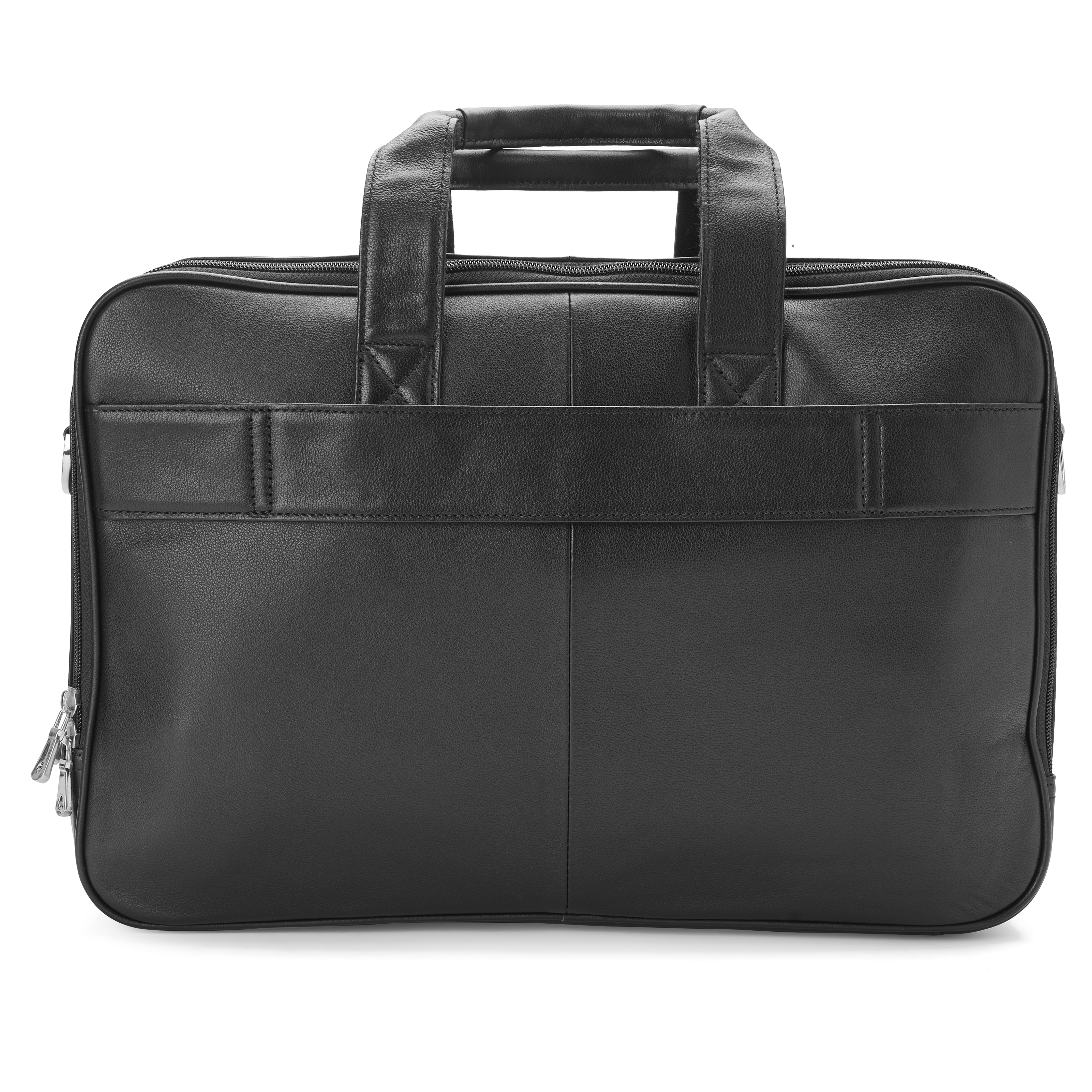 Black Leather Multifunction Laptop Messenger Bag - 3