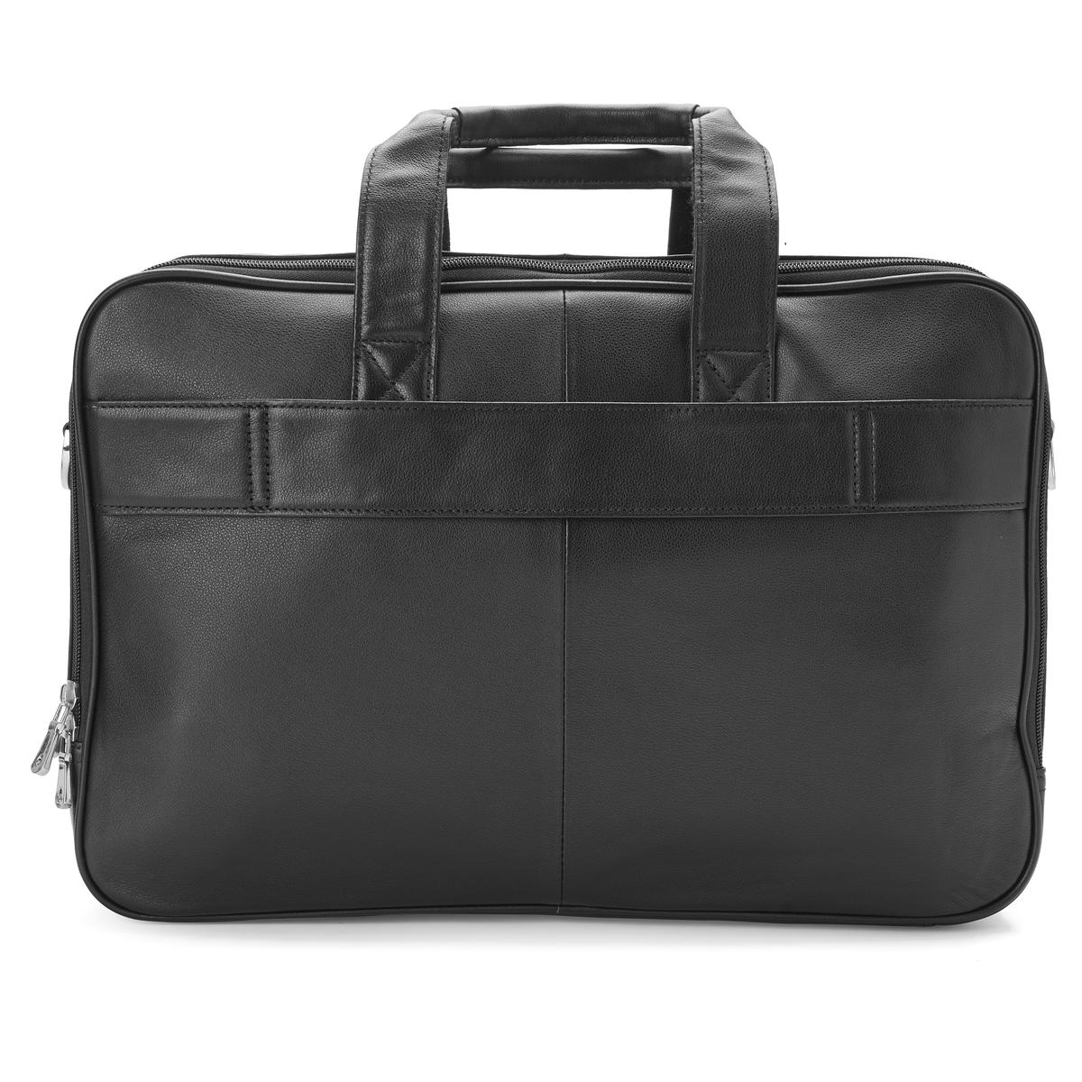 Black Leather Multifunction Laptop Messenger Bag | In stock! | Delton Bags