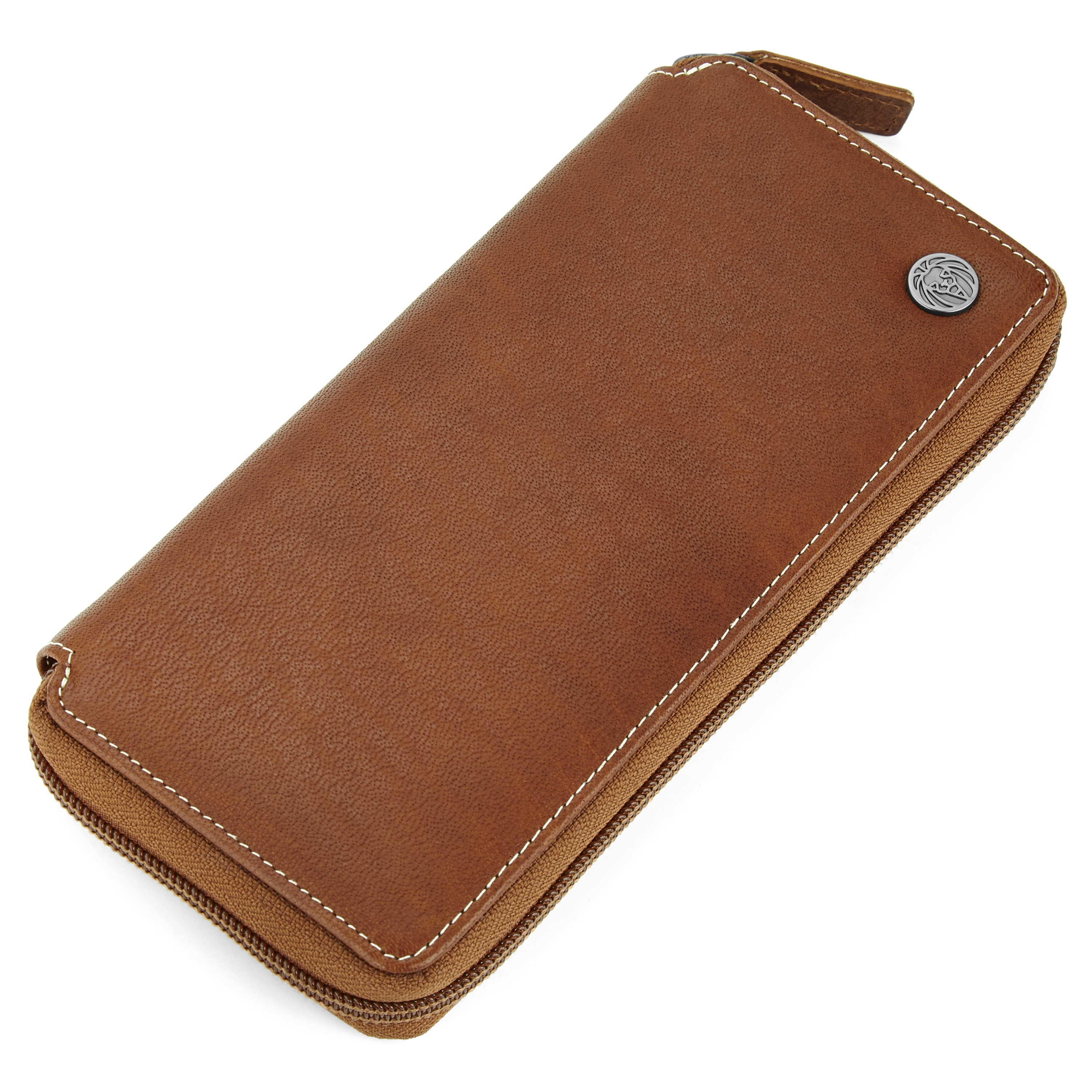  Cartera grande y clásica de cuero canela Oxford - 5