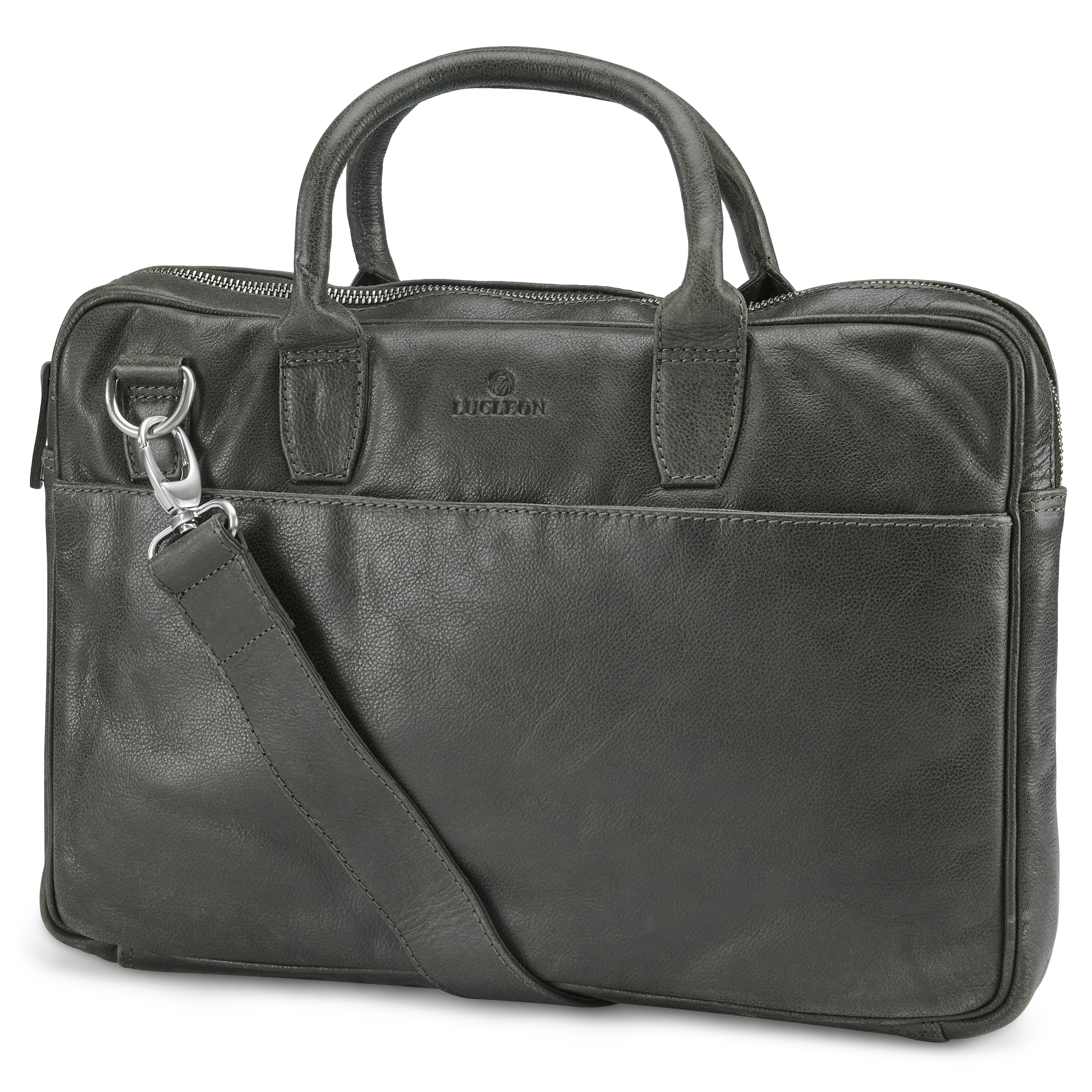 Licio Dunne 13 " Executive Bruingrijze Lederen Tas - 1