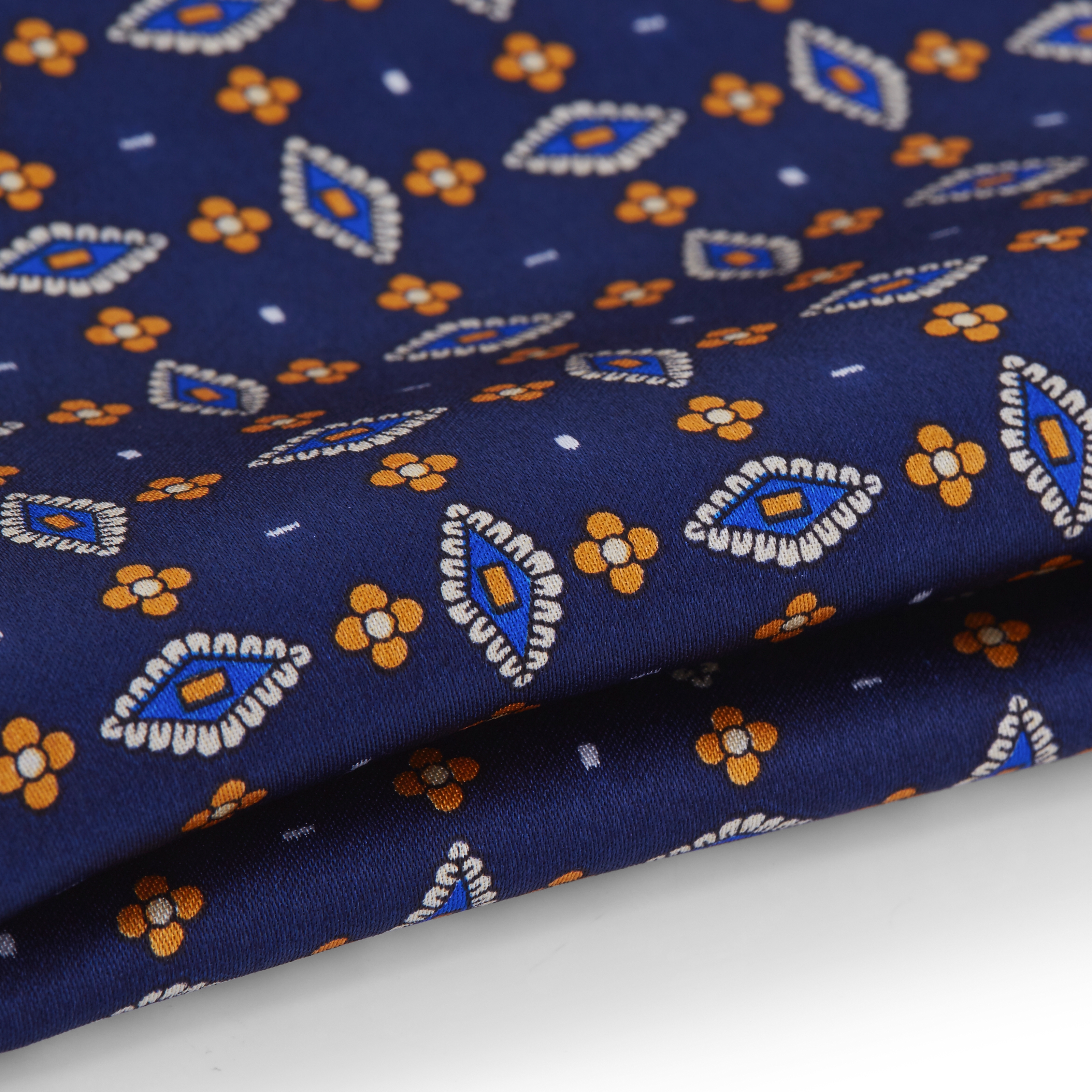 Marinblå & Gul Blommig Bröstnäsduk - 2