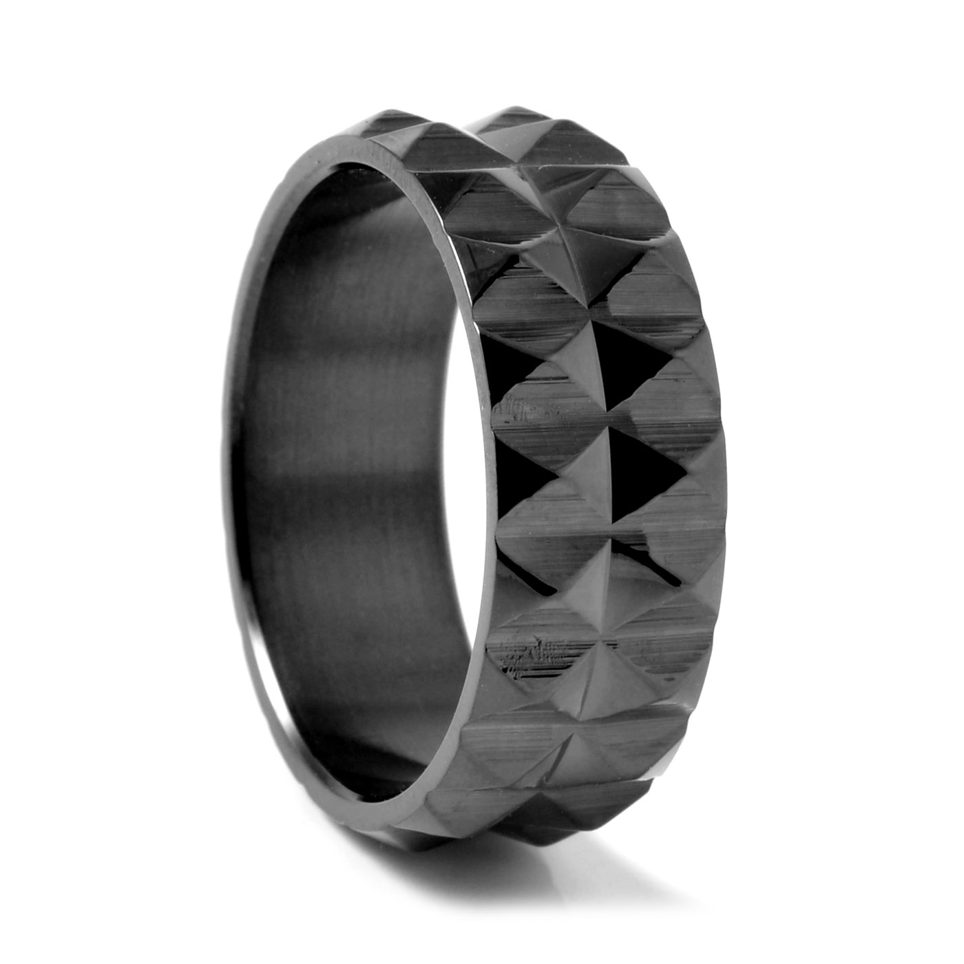 Musta teräksinen niittisormus - 1