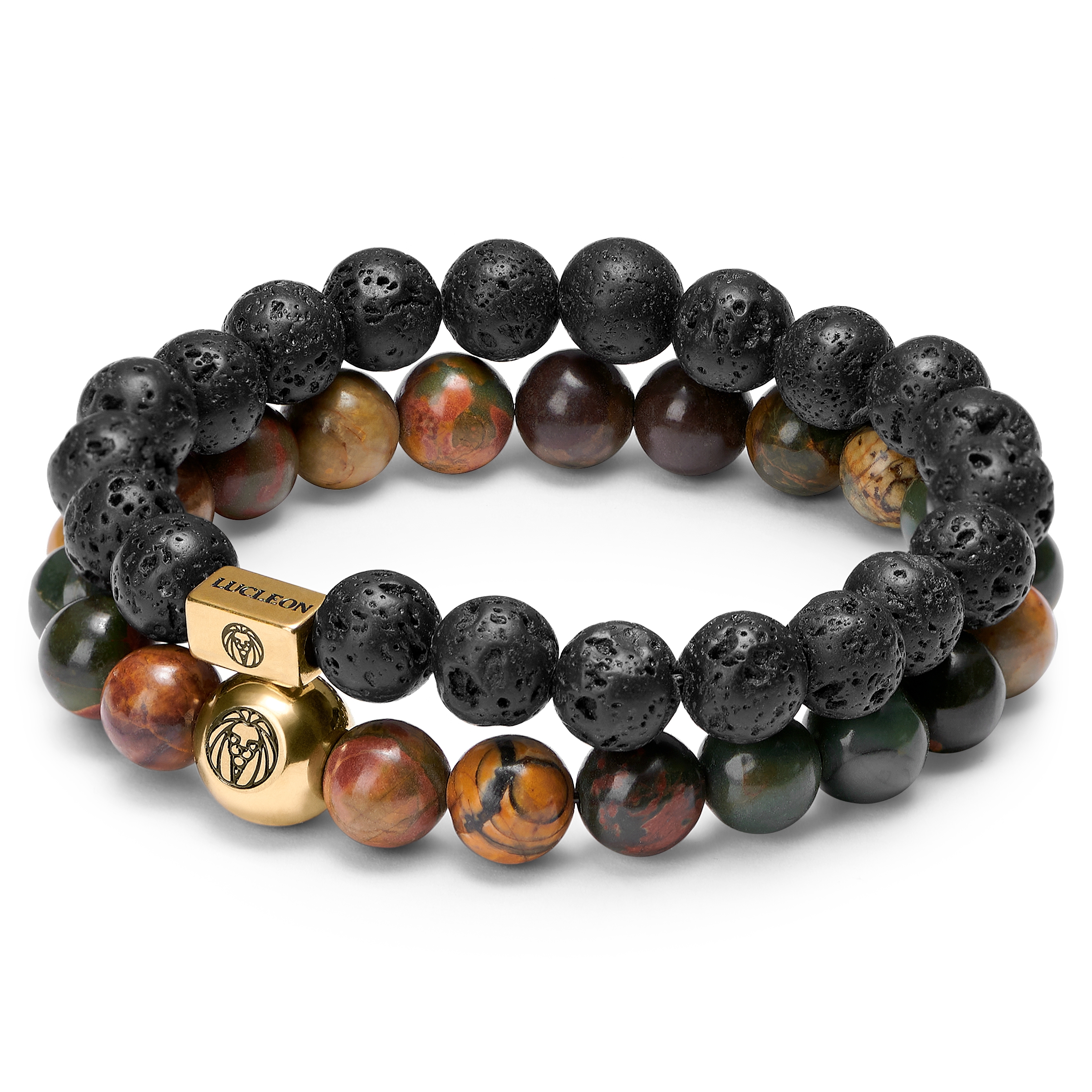 7 mm Jasper and Lava Rock Bracelet - 5