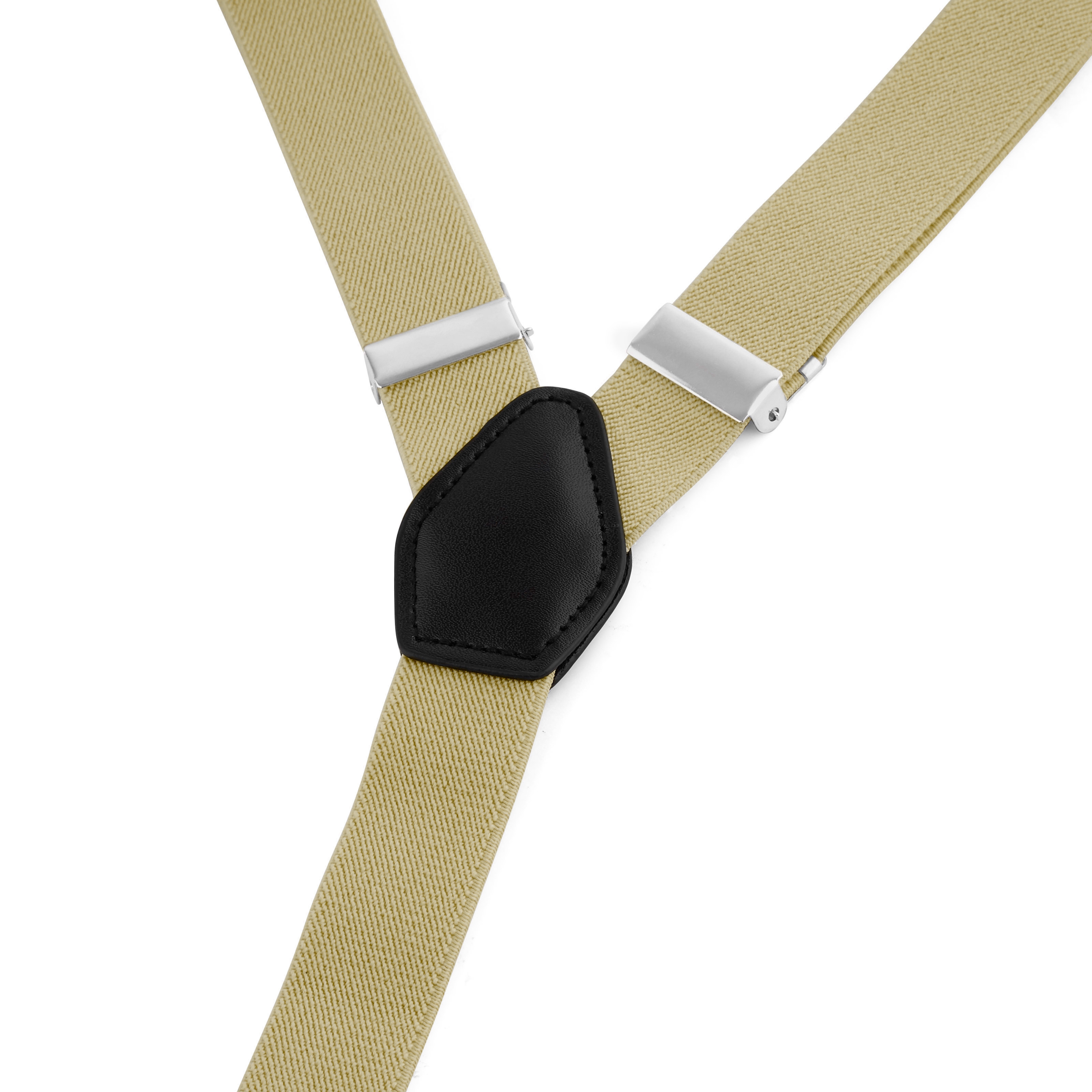 Slim Khaki Split Button Braces - 4