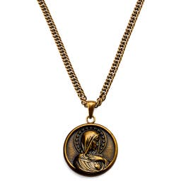 Sanctus | Vintage Gold-Tone Virgin Mary Wheat Chain Necklace