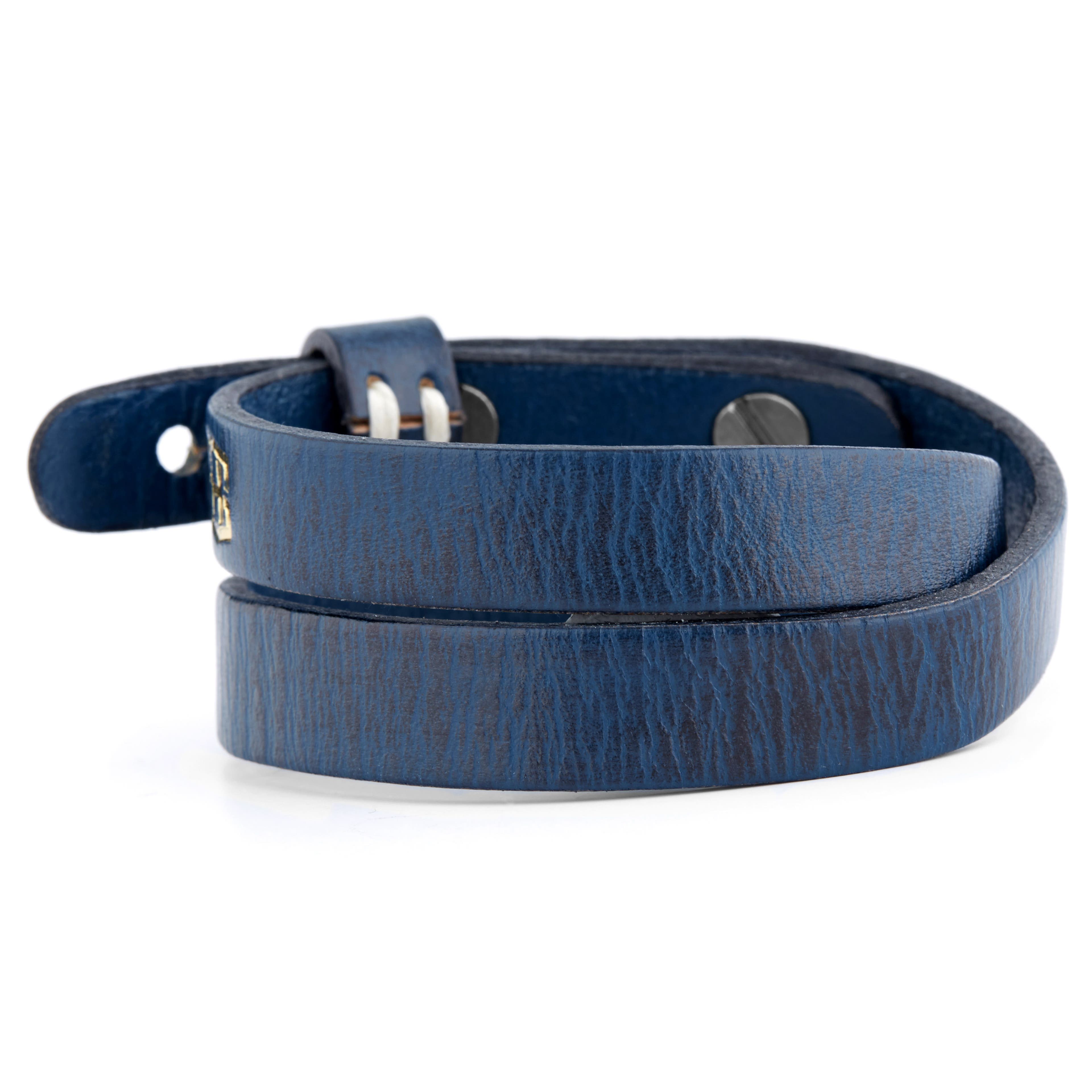 Blue Jackson Leather Bracelet